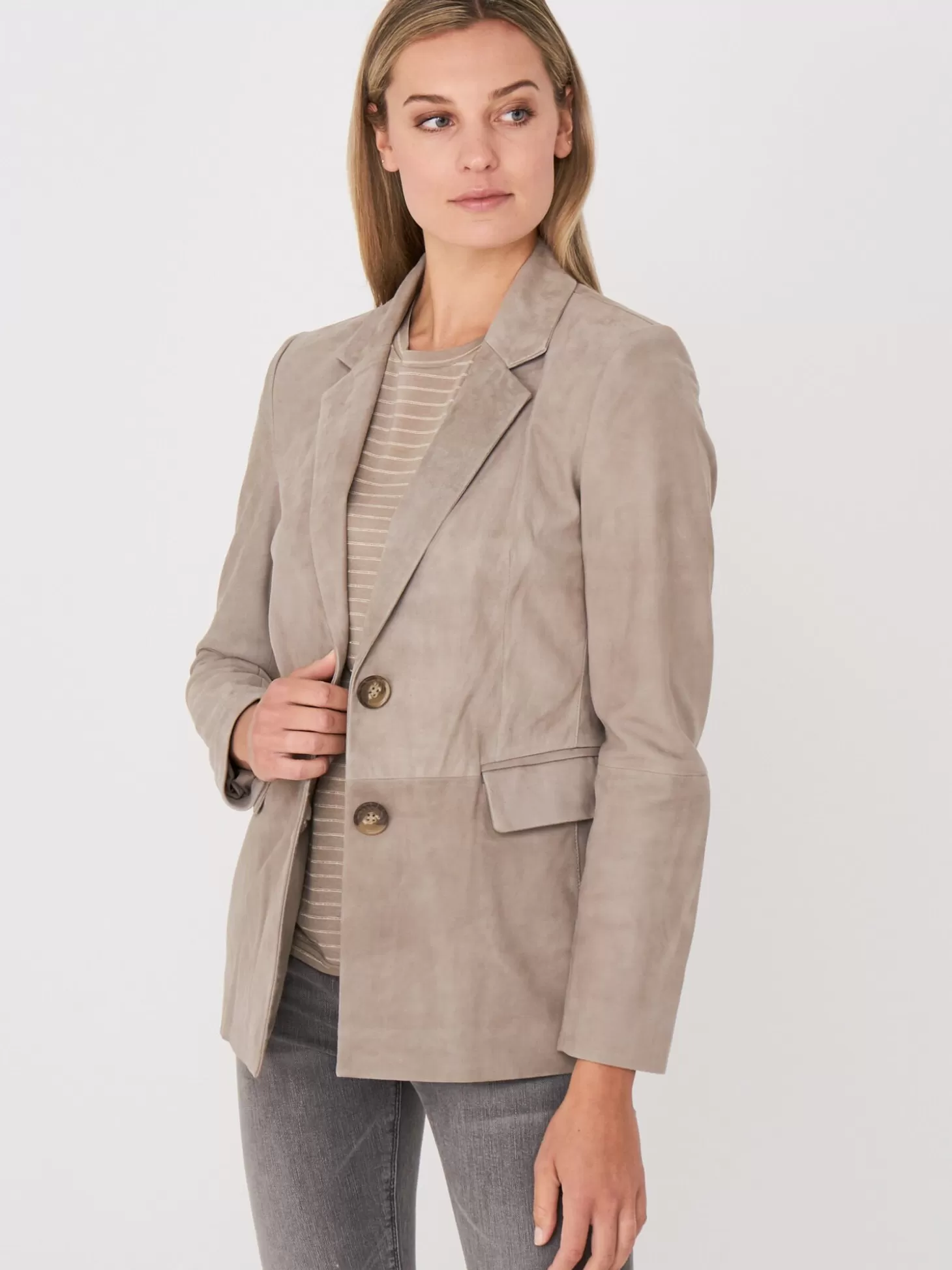 REPEAT cashmere Blazer En Cuir Velours Drizzle Outlet