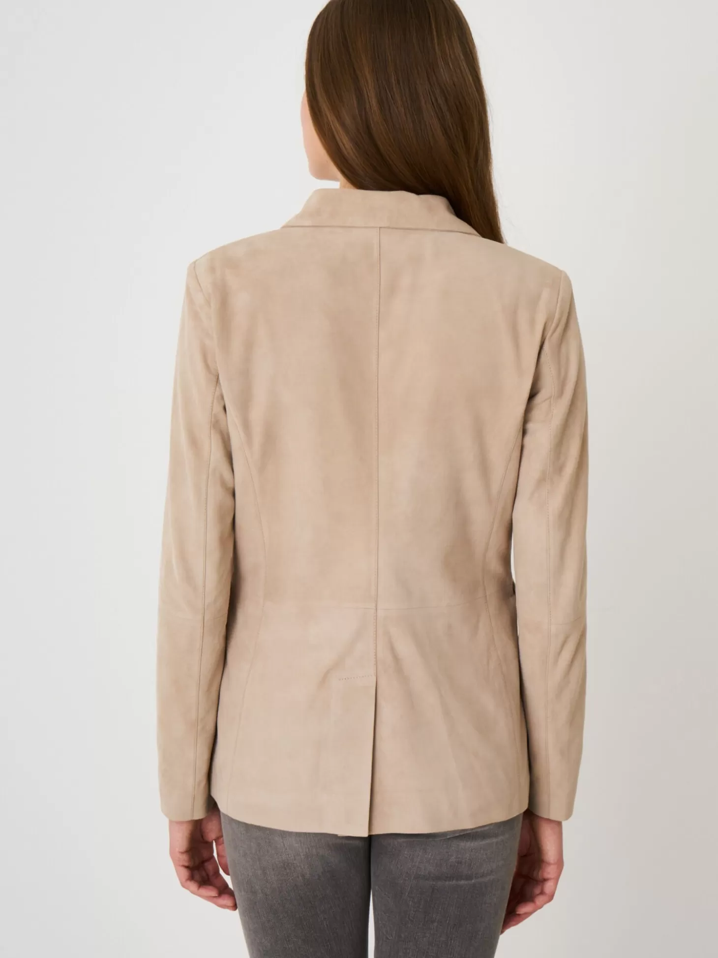 REPEAT cashmere Blazer En Cuir Velours Nougat Sale