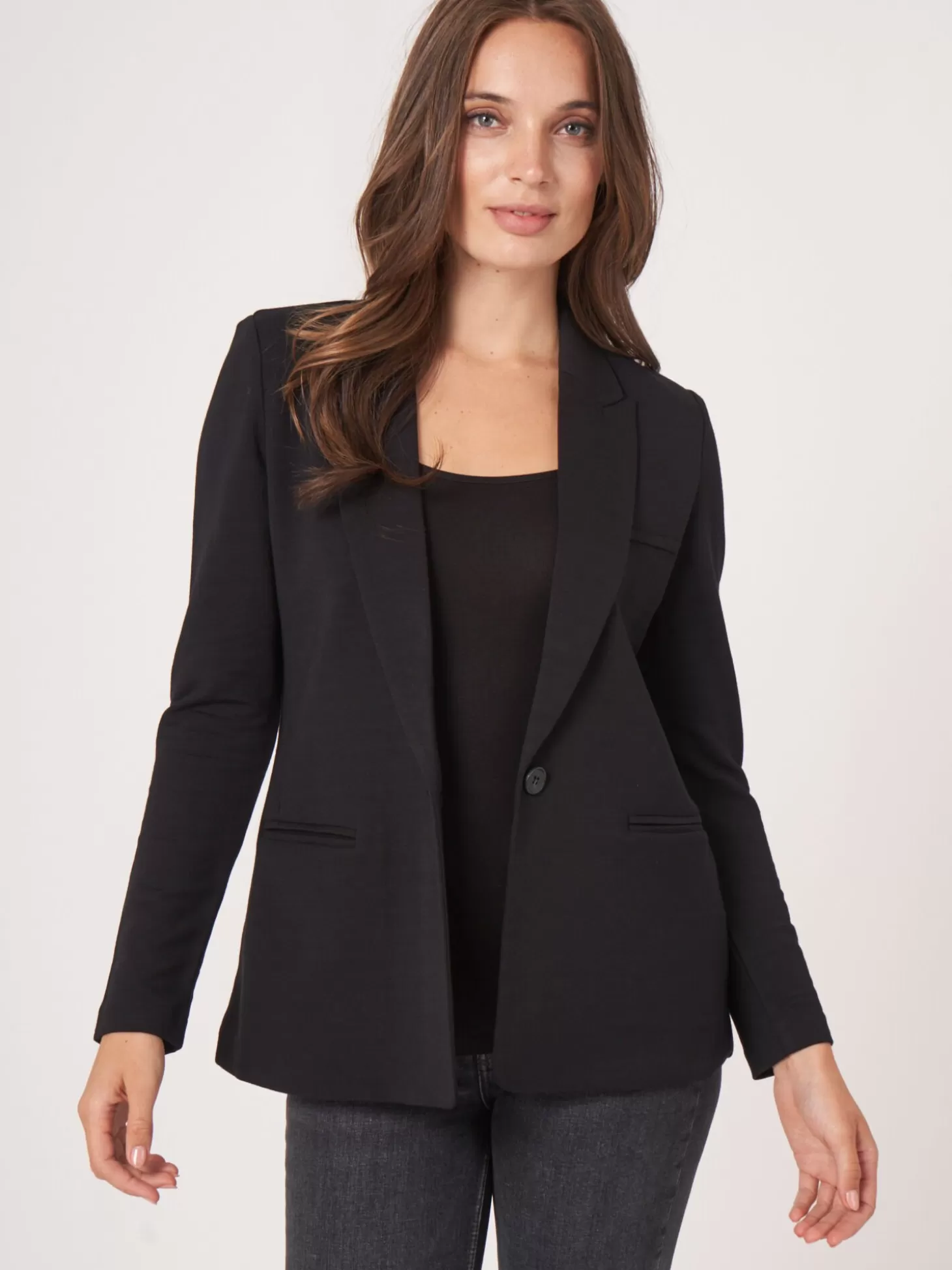 REPEAT cashmere Blazer Mi-Long En Tissu A Sweatshirt Black Discount