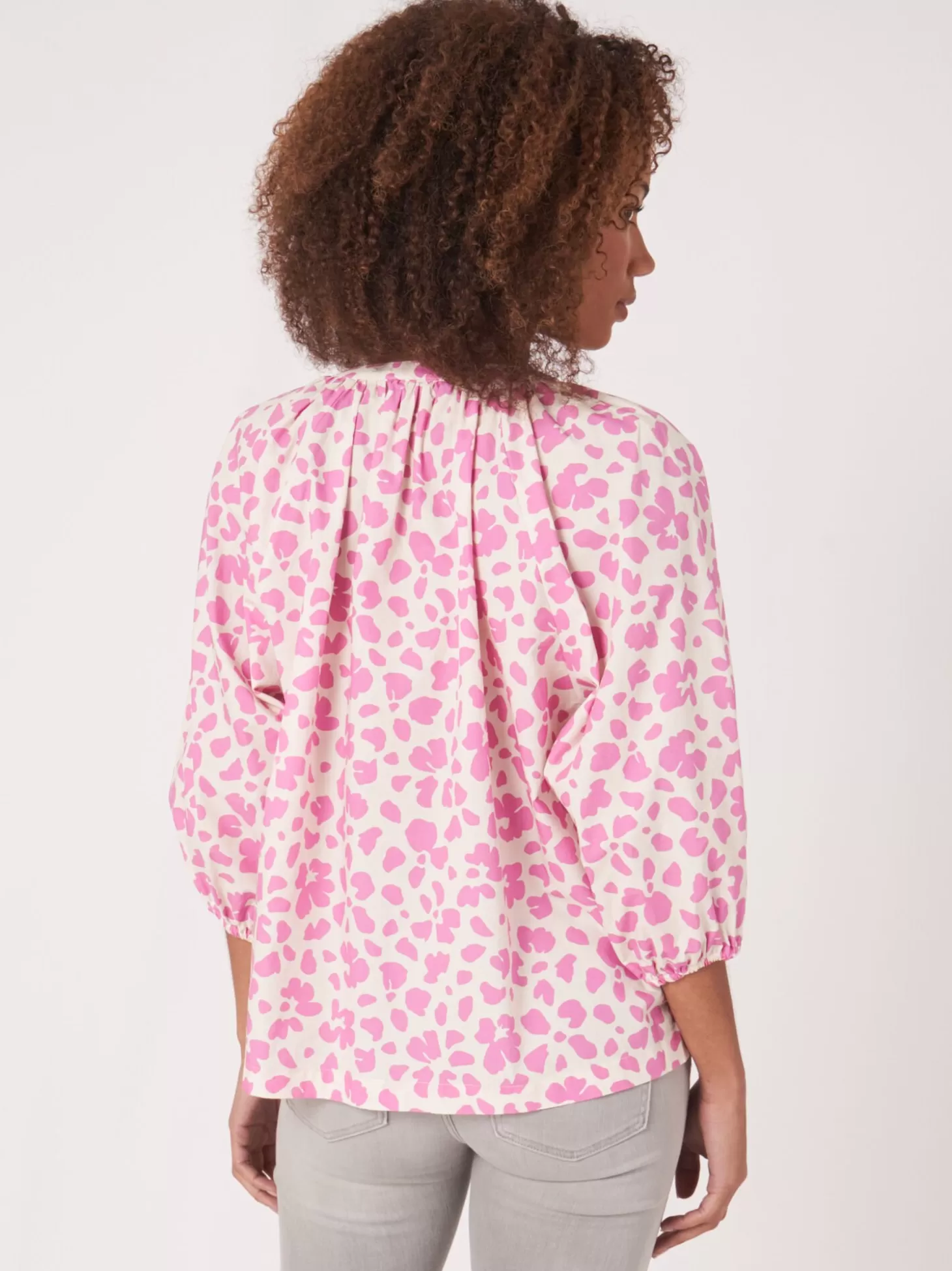 REPEAT cashmere Blouse En Coton A Manches Bouffantes Et Imprime Floral Blossom Cheap