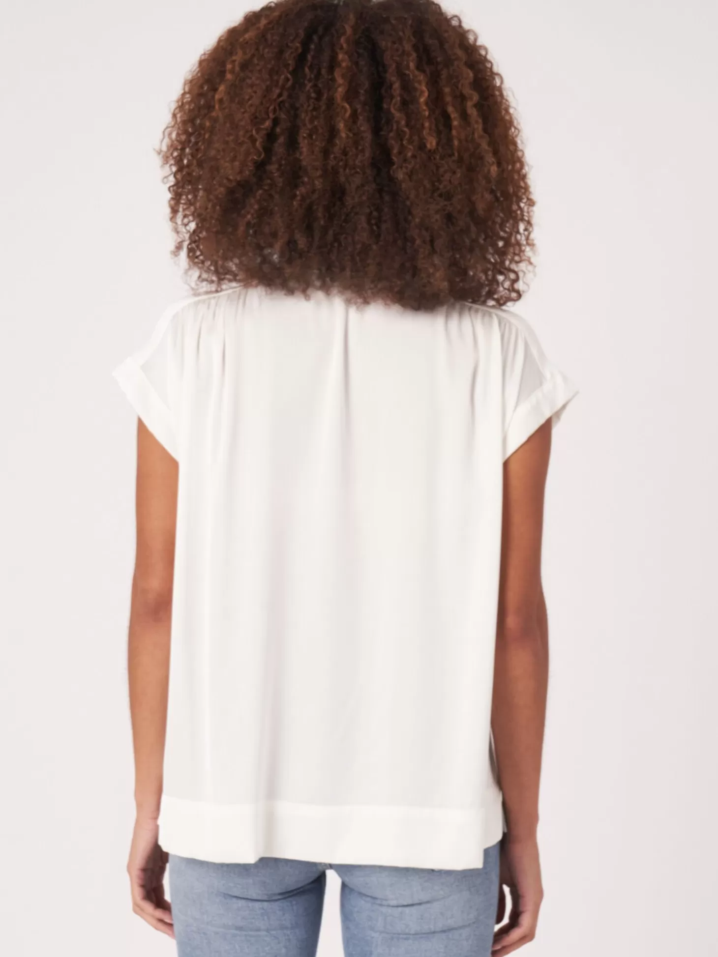 REPEAT cashmere Blouse Oversize En Soie A Boutons Cream Online