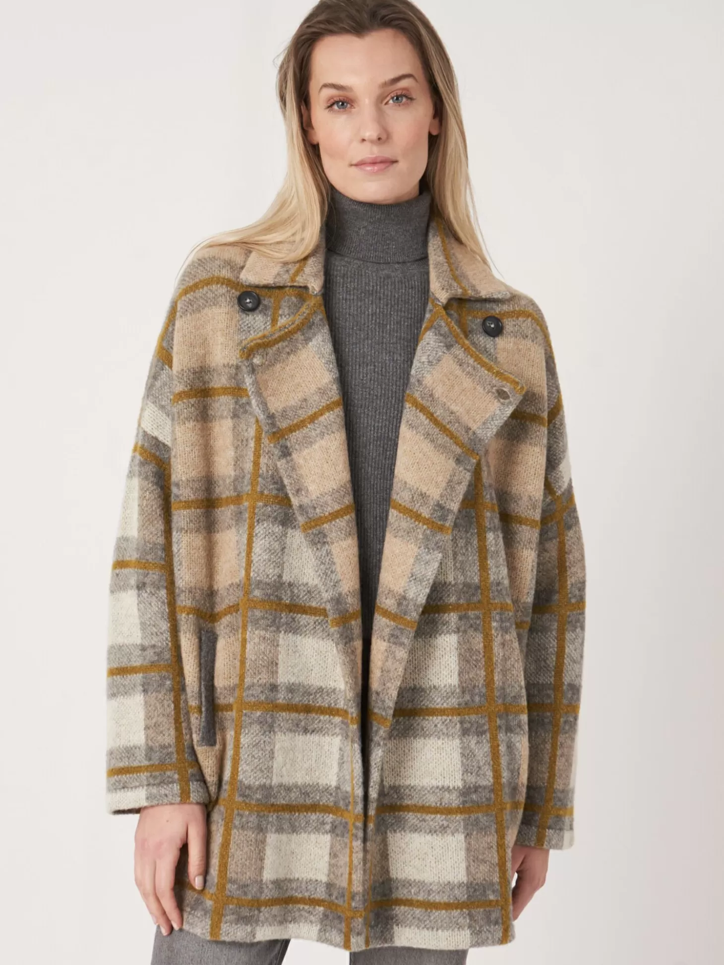 REPEAT cashmere Blouson A Carreaux Check Discount