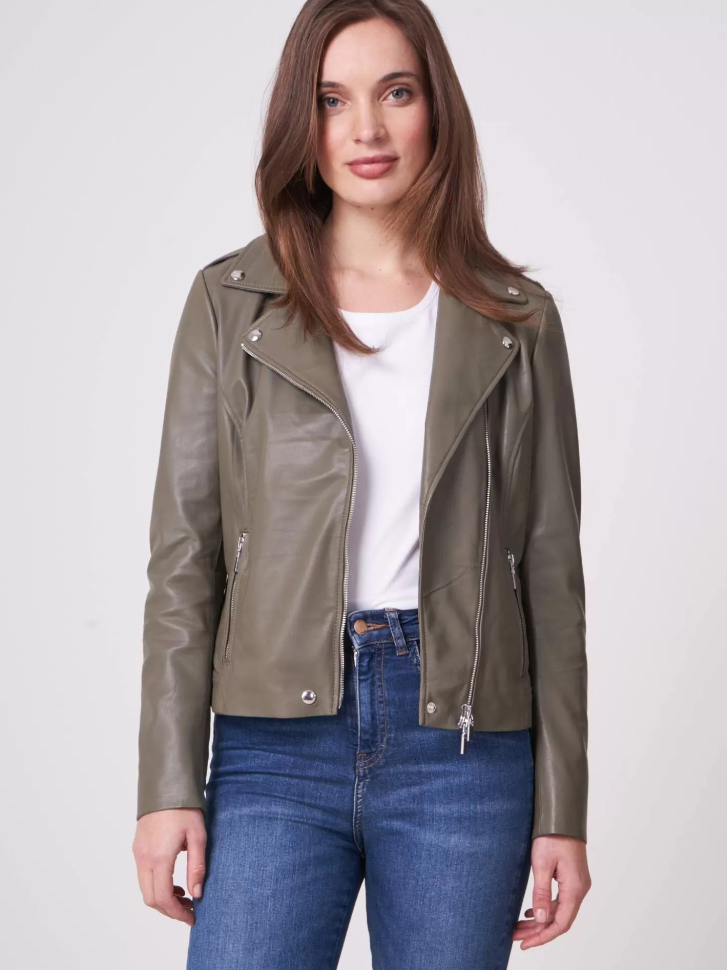 REPEAT cashmere Blouson Biker En Cuir Early Dew Store