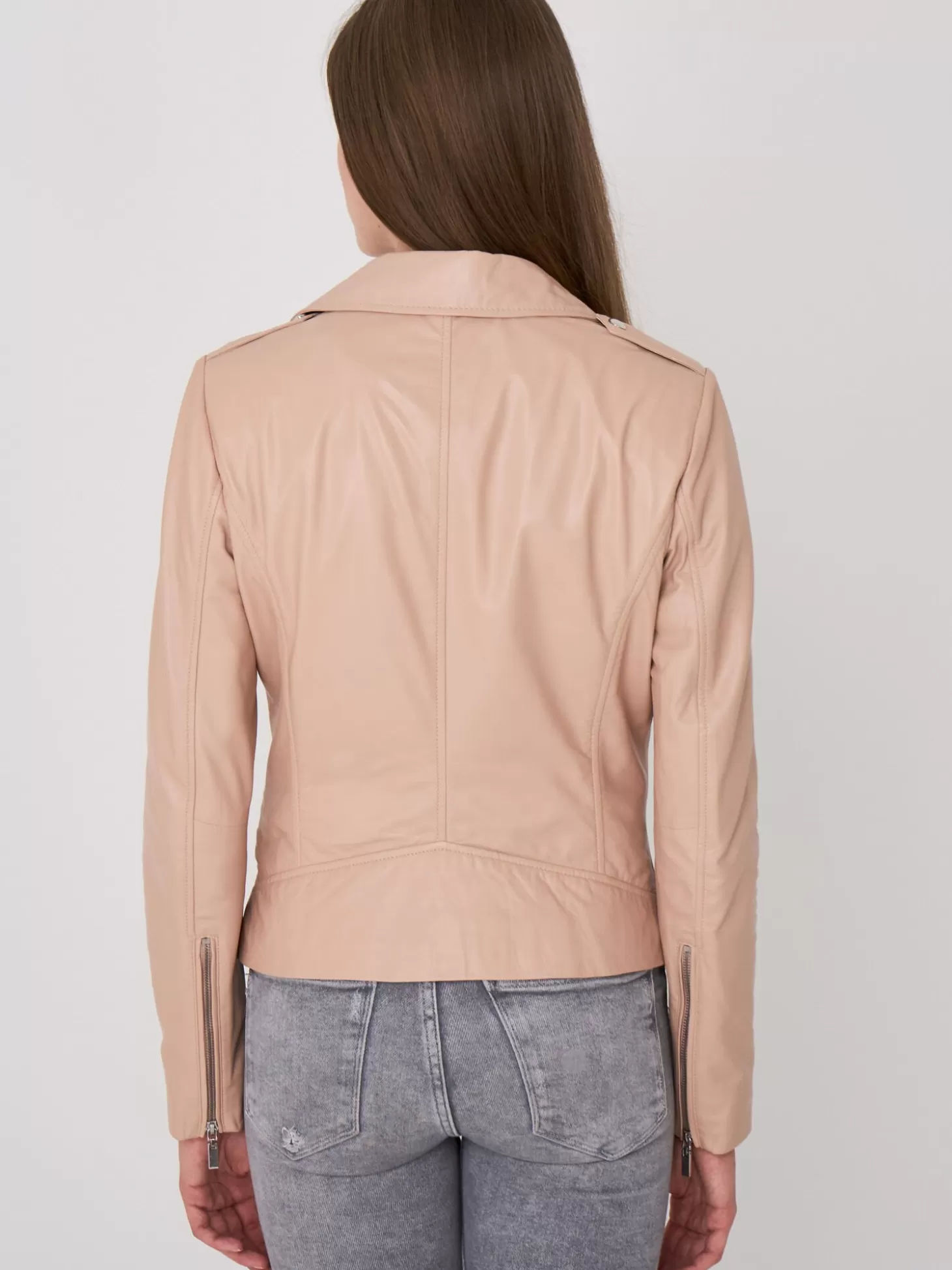 REPEAT cashmere Blouson Biker En Cuir Nude Sale