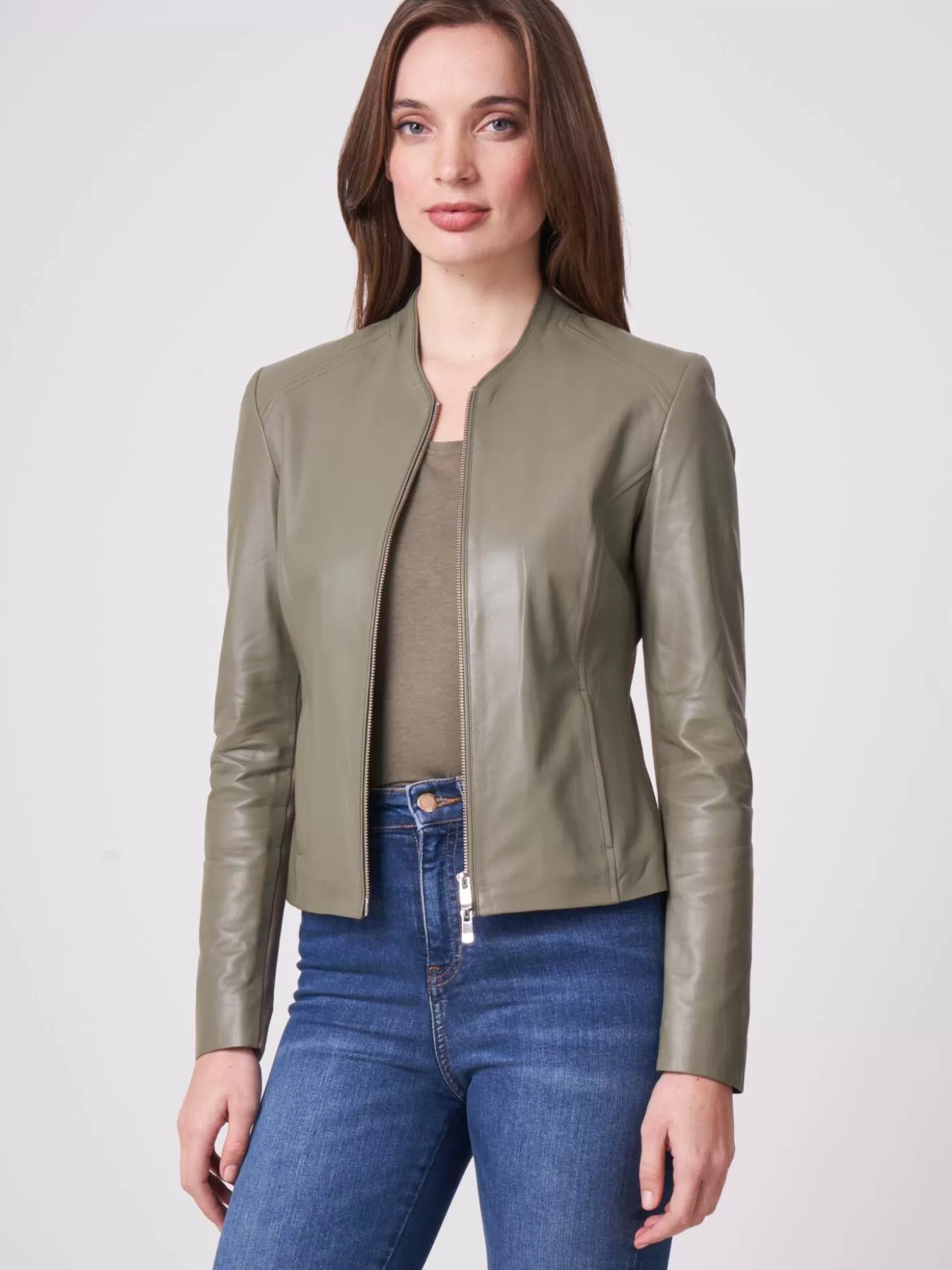 REPEAT cashmere Blouson Court En Cuir Early Dew Fashion