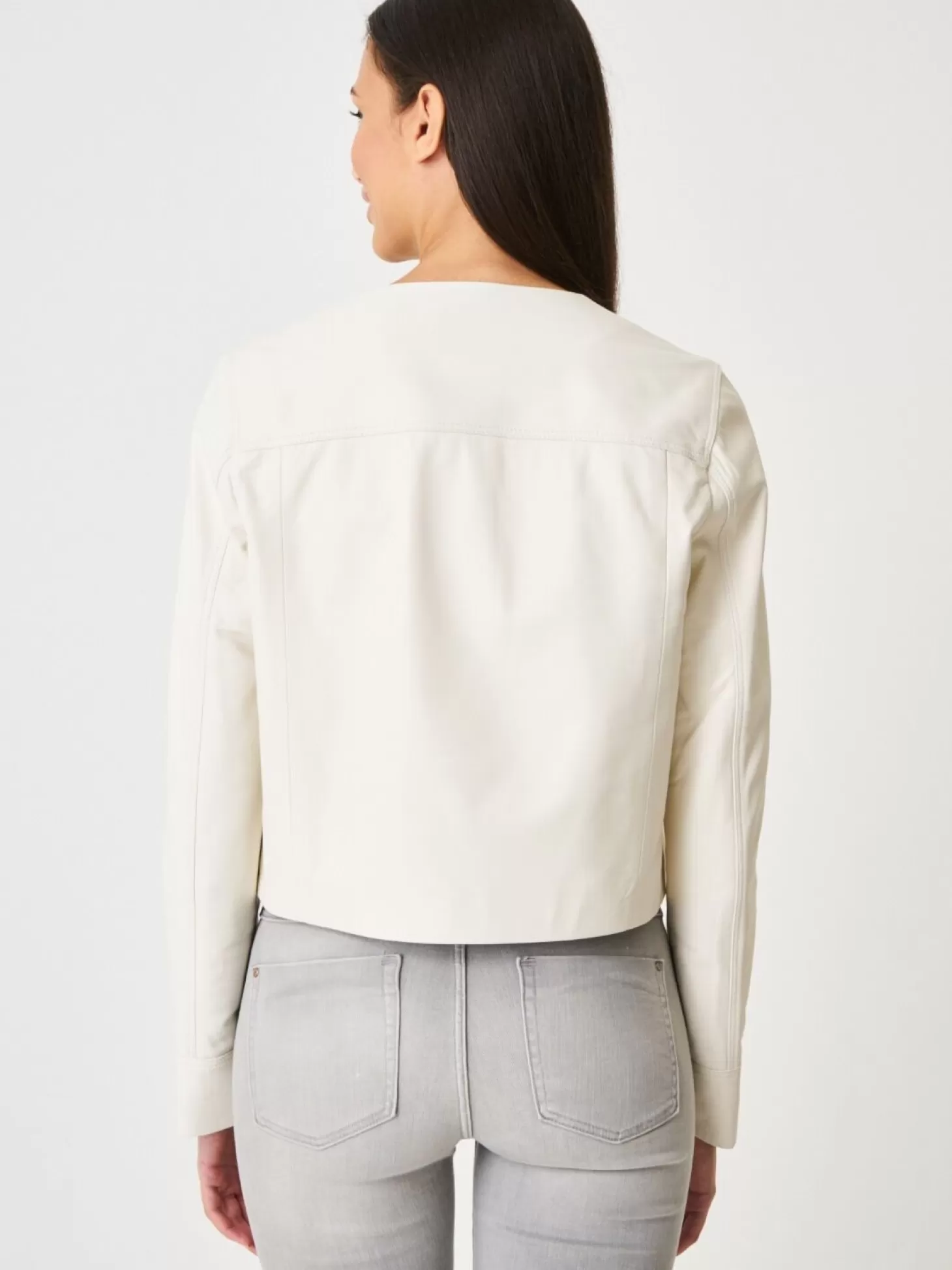 REPEAT cashmere Blouson Court En Cuir Milk Fashion