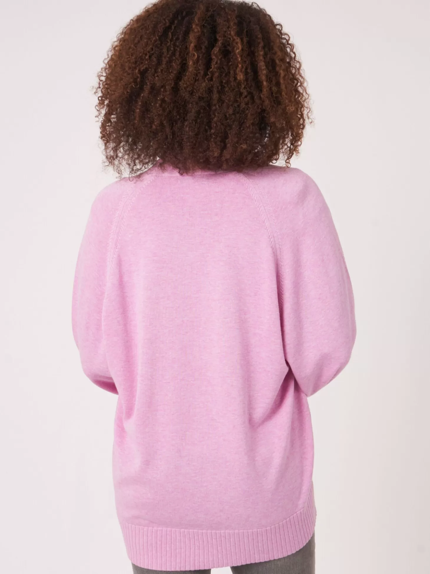 REPEAT cashmere Cardigan A Col Chale Et Poches En Coton Melange Orchid Hot