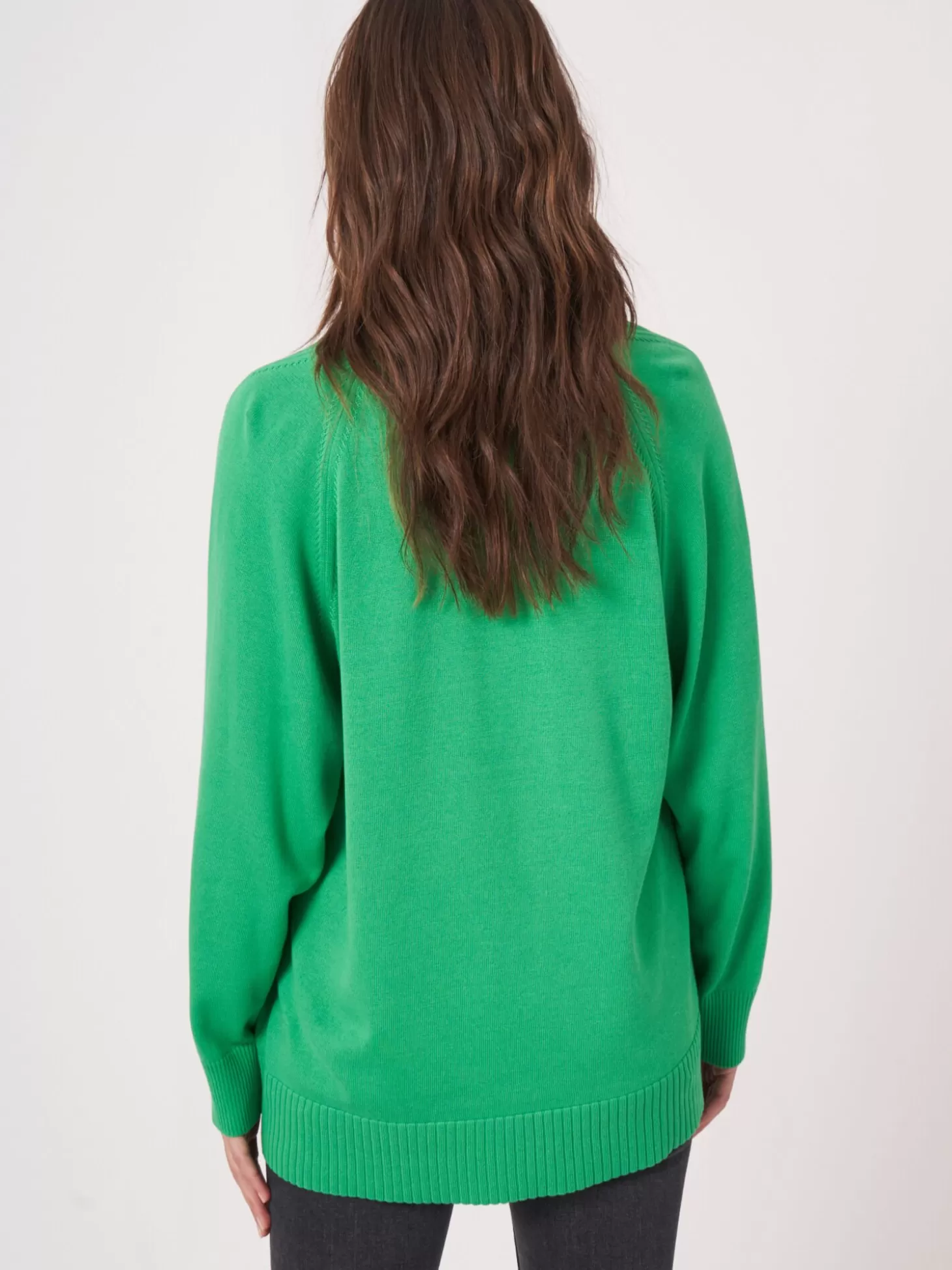 REPEAT cashmere Cardigan A Col Chale Et Poches En Coton Melange Green Sale