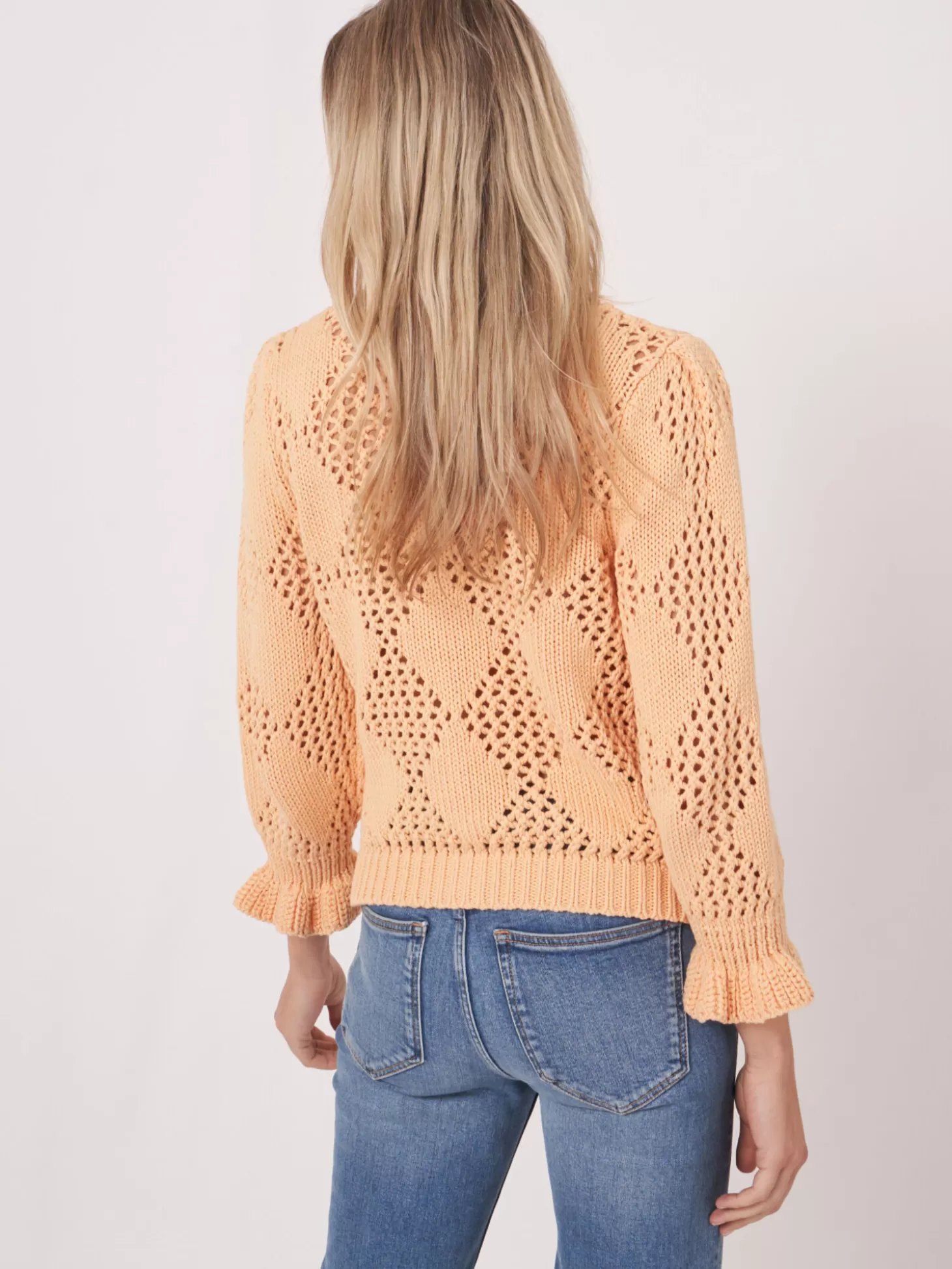 REPEAT cashmere Cardigan Ajoure Avec Motif A Carreaux Glow Best Sale