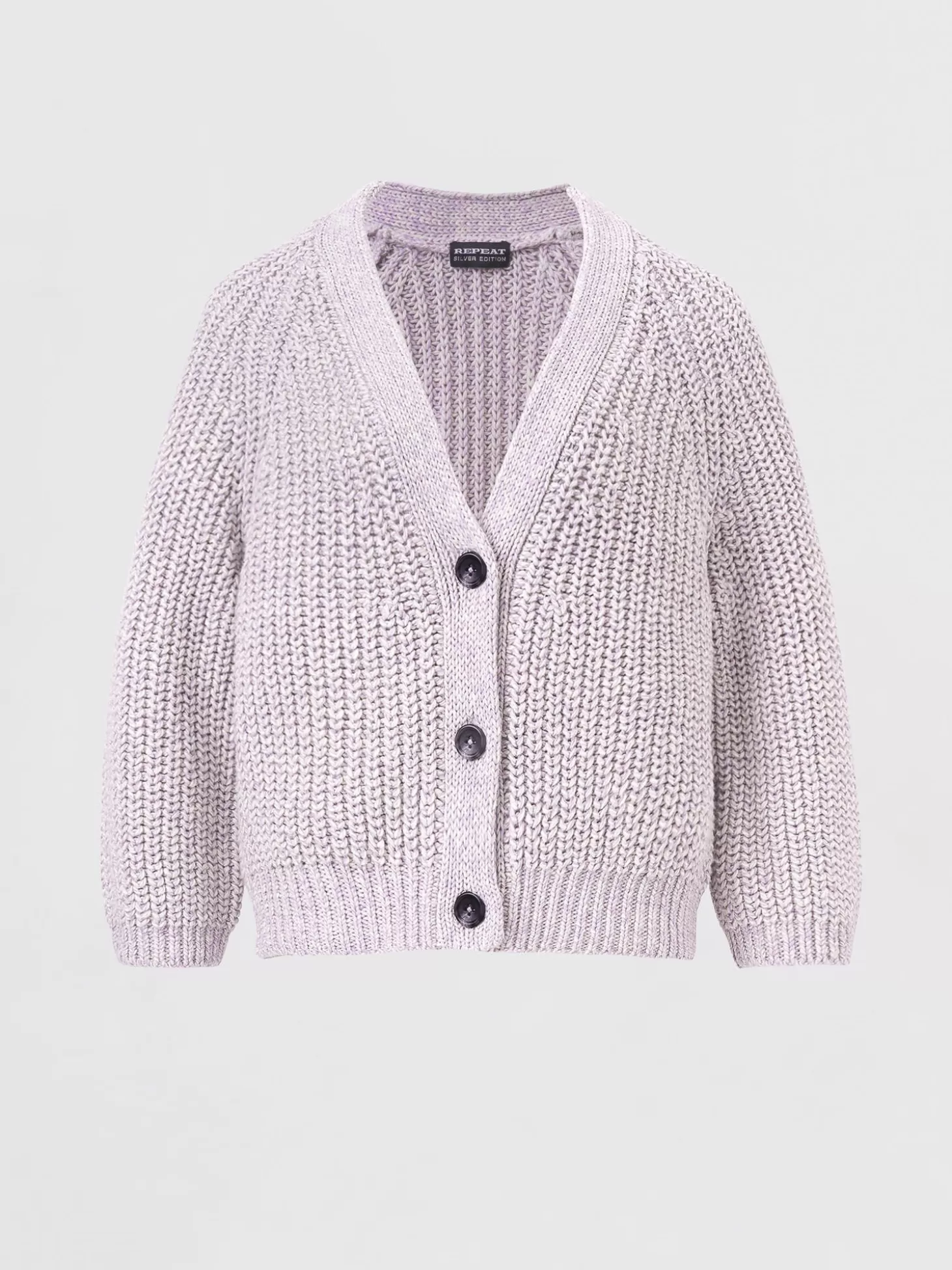 REPEAT cashmere Cardigan Bicolore Cotele En Coton Melange Italien Lavender Sale