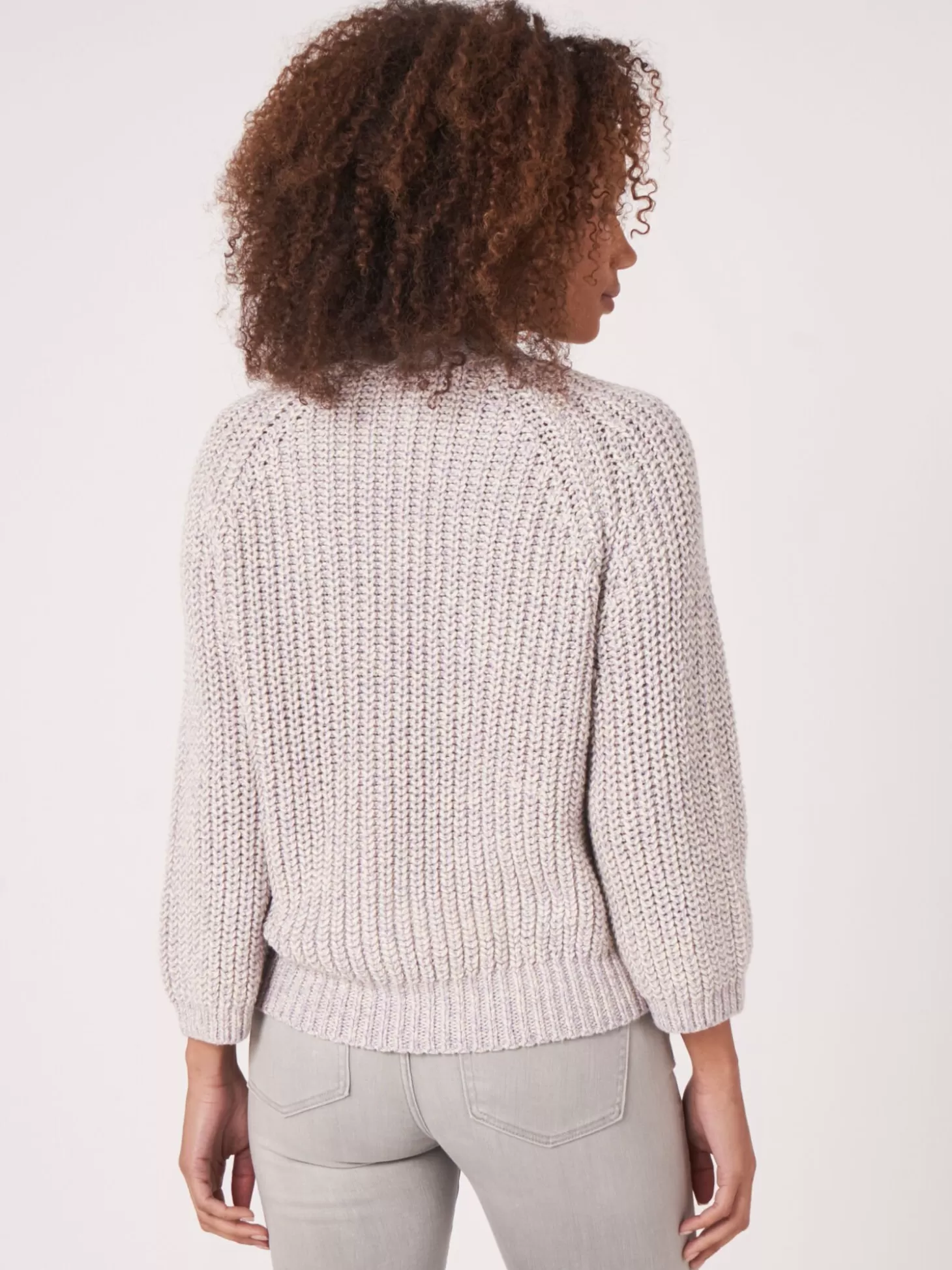 REPEAT cashmere Cardigan Bicolore Cotele En Coton Melange Italien Lavender Sale