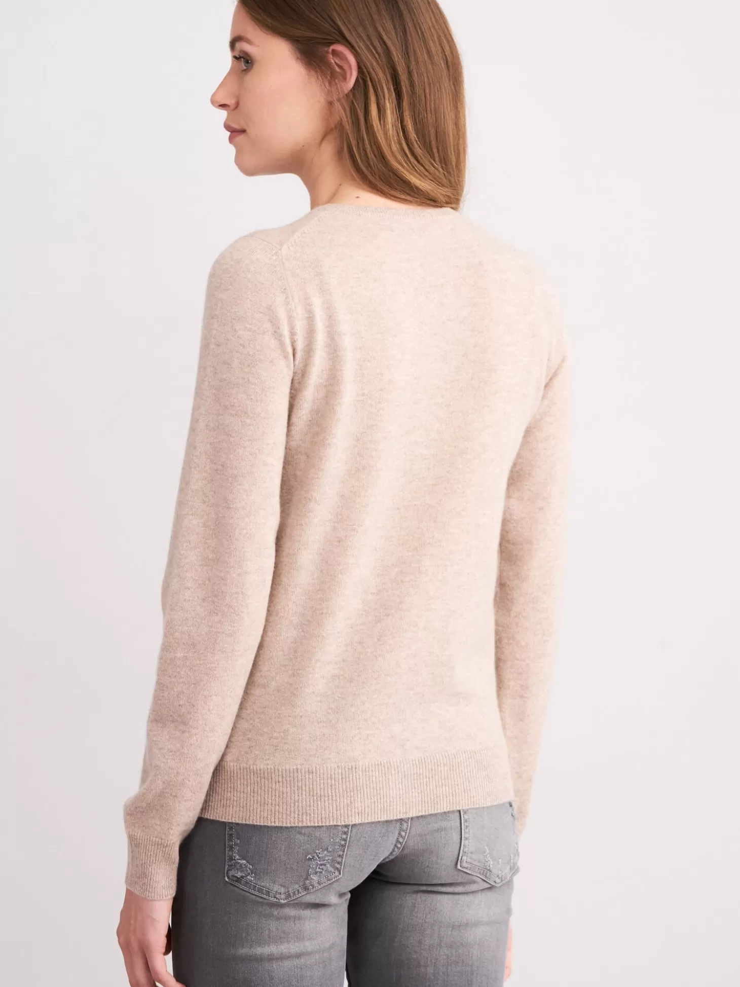 REPEAT cashmere Cardigan Classique A Col Rond Sand Online