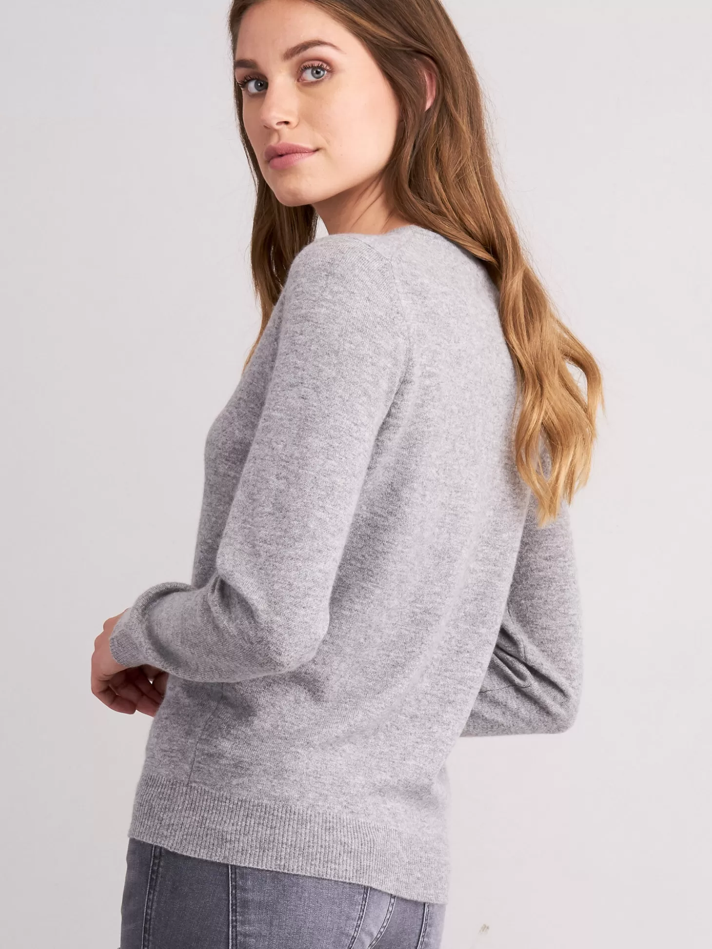 REPEAT cashmere Cardigan Classique A Col Rond Light Grey Outlet