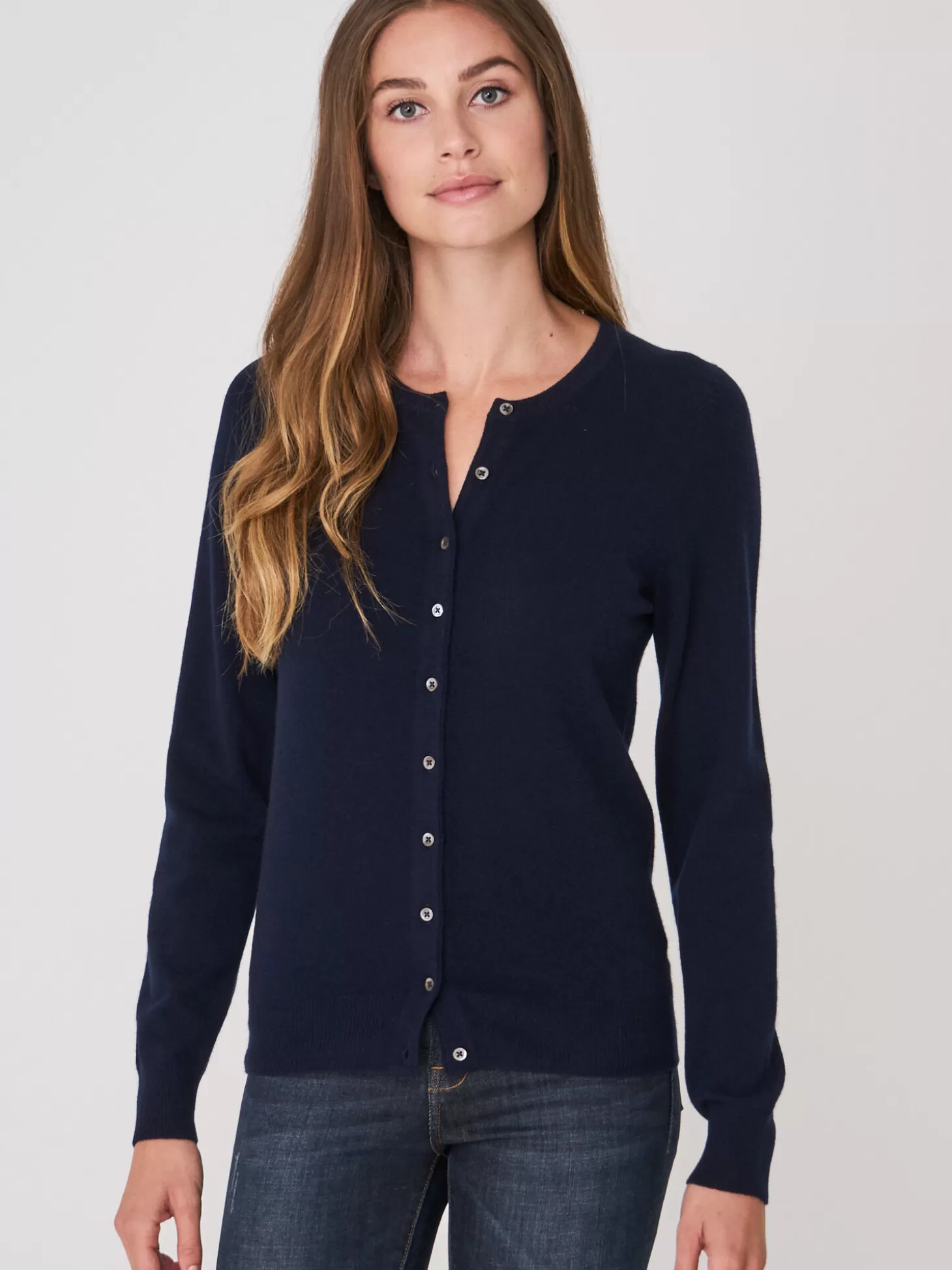 REPEAT cashmere Cardigan Classique A Col Rond En Cachemire Biologique Navy Online