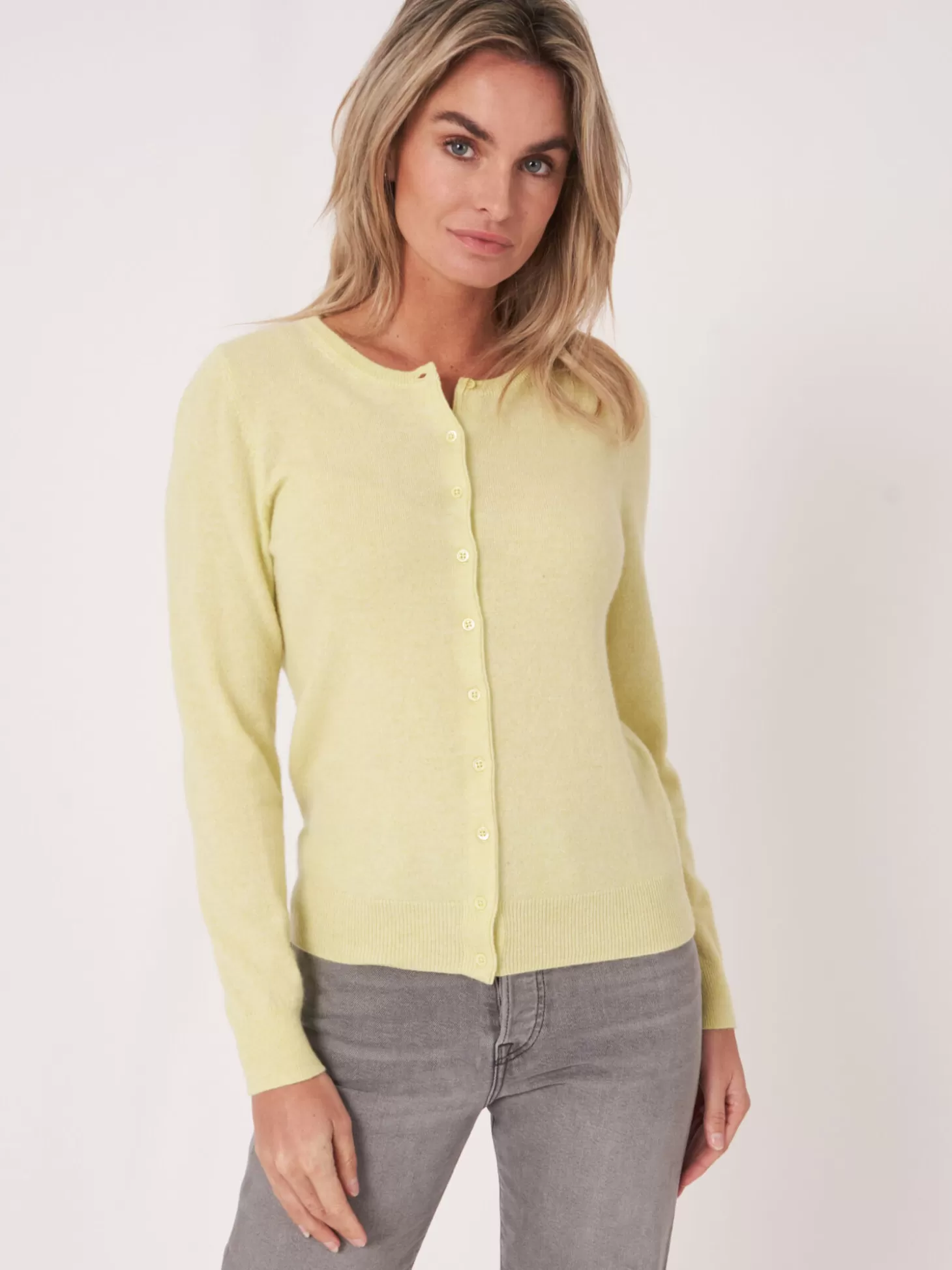 REPEAT cashmere Cardigan Classique A Col Rond En Cachemire Biologique Soda Cheap