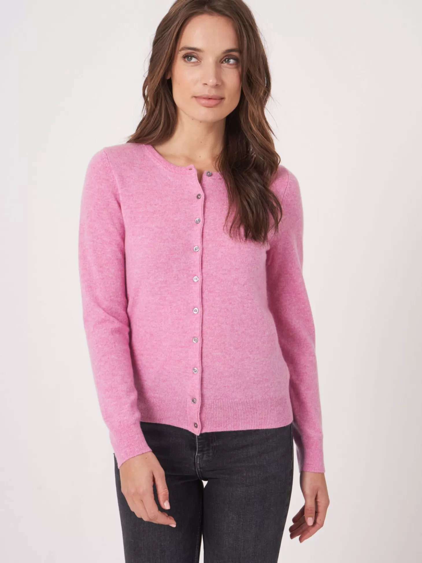 REPEAT cashmere Cardigan Classique A Col Rond En Cachemire Biologique Blossom Cheap