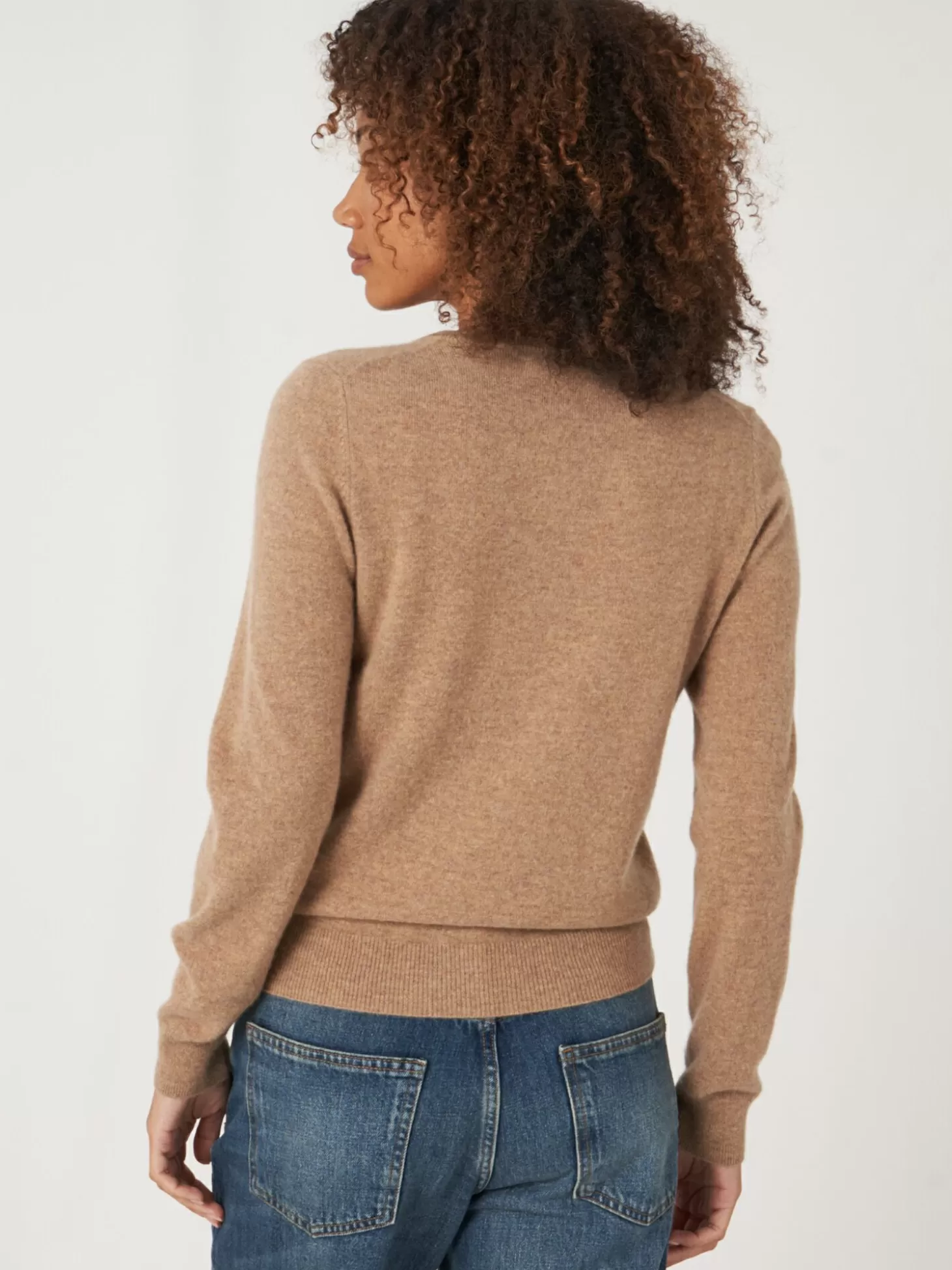 REPEAT cashmere Cardigan Classique A Col Rond En Cachemire Biologique Camel Best Sale