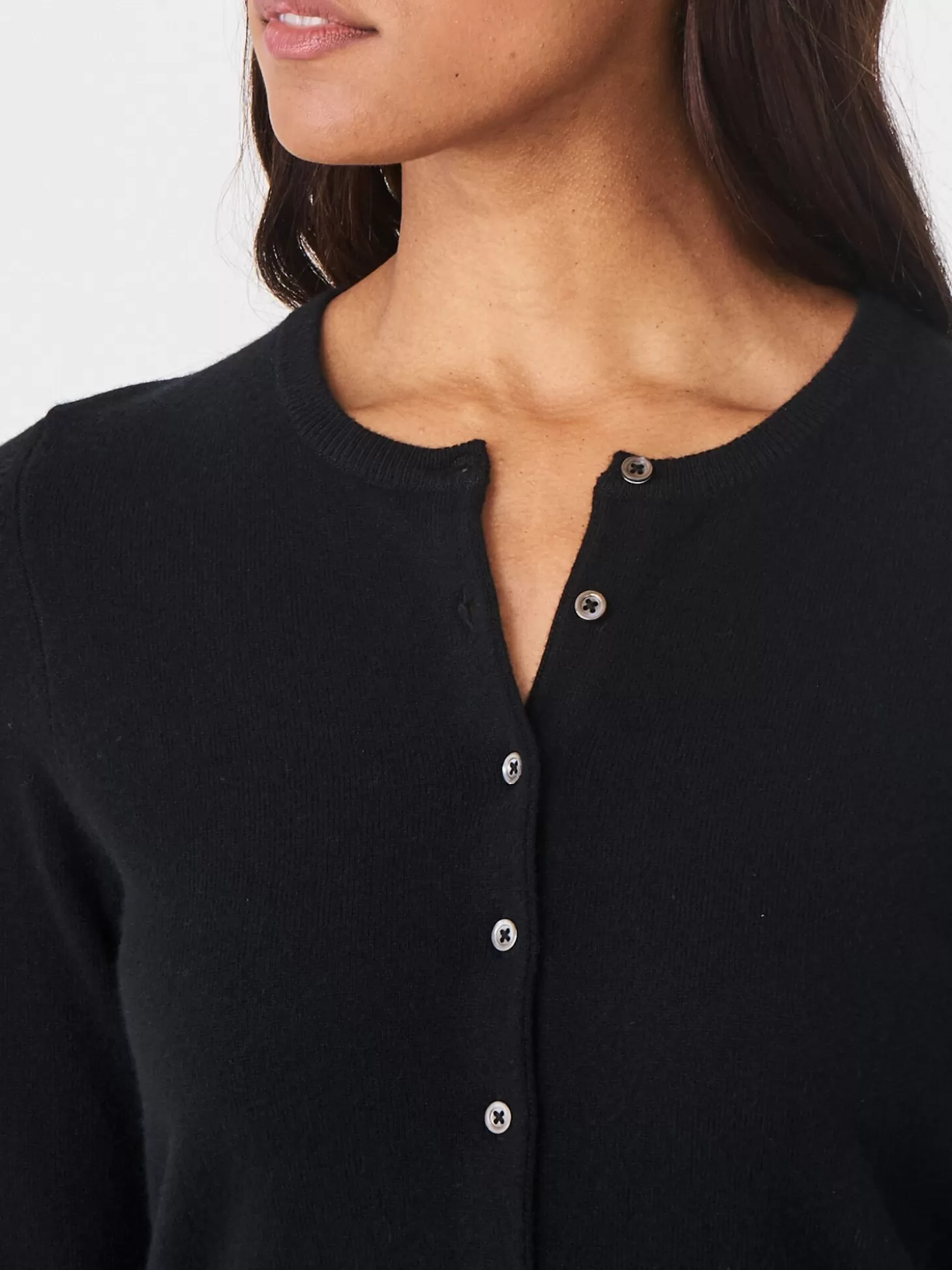 REPEAT cashmere Cardigan Classique A Col Rond En Cachemire Biologique Black Best