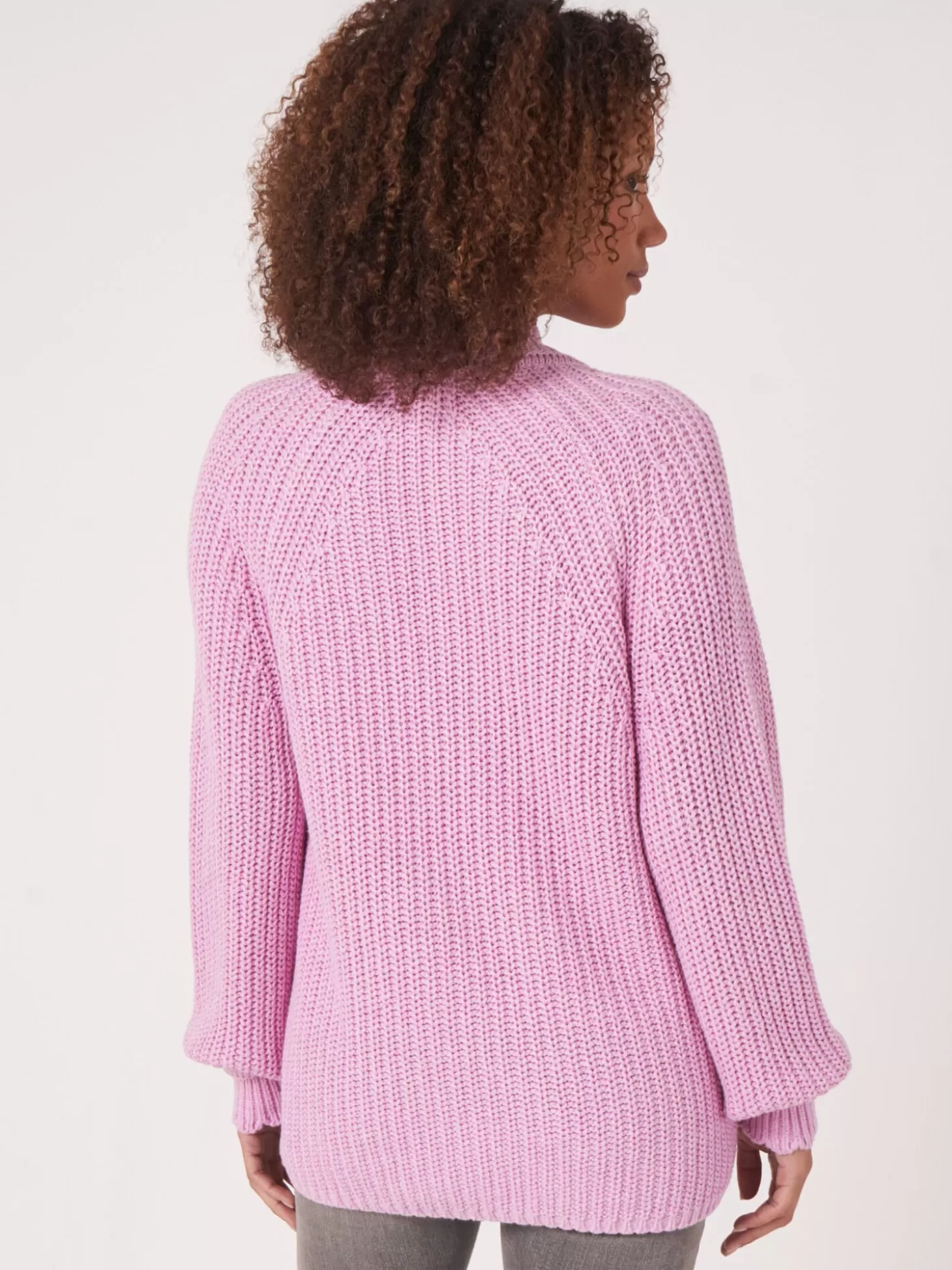 REPEAT cashmere Cardigan Cotele A Ourlet Festonne Orchid Cheap