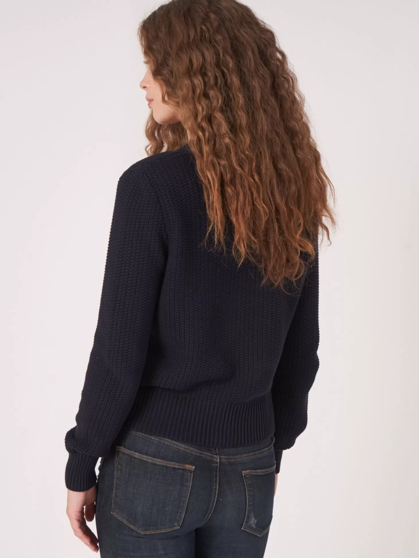 REPEAT cashmere Cardigan Cotele En Pur Coton Navy Online