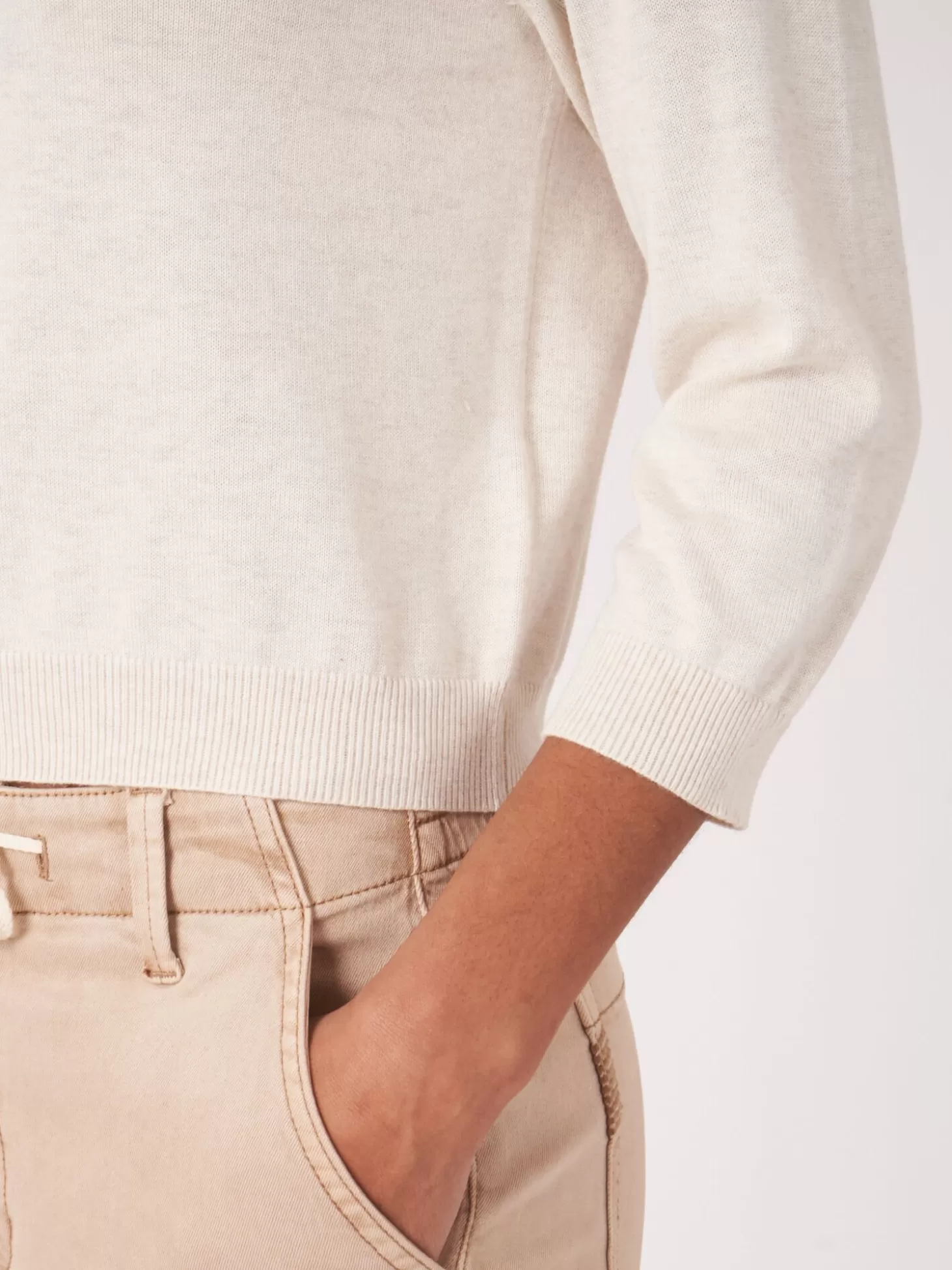REPEAT cashmere Cardigan Court A Col Ras Du Cou En Coton Biologique Ivory Store