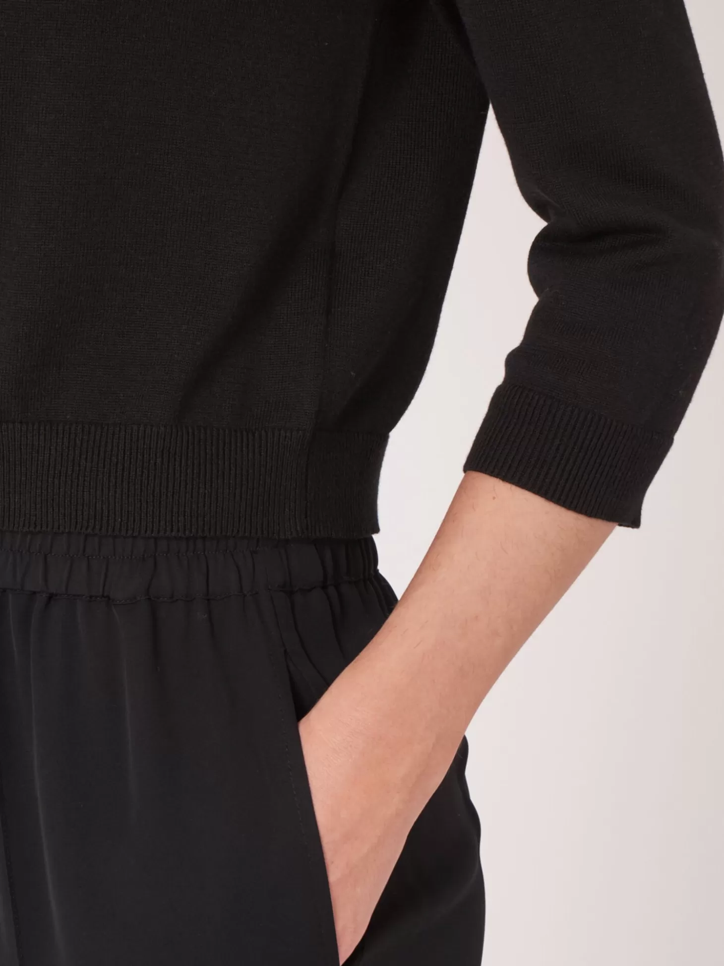 REPEAT cashmere Cardigan Court A Col Ras Du Cou En Coton Biologique Black Cheap