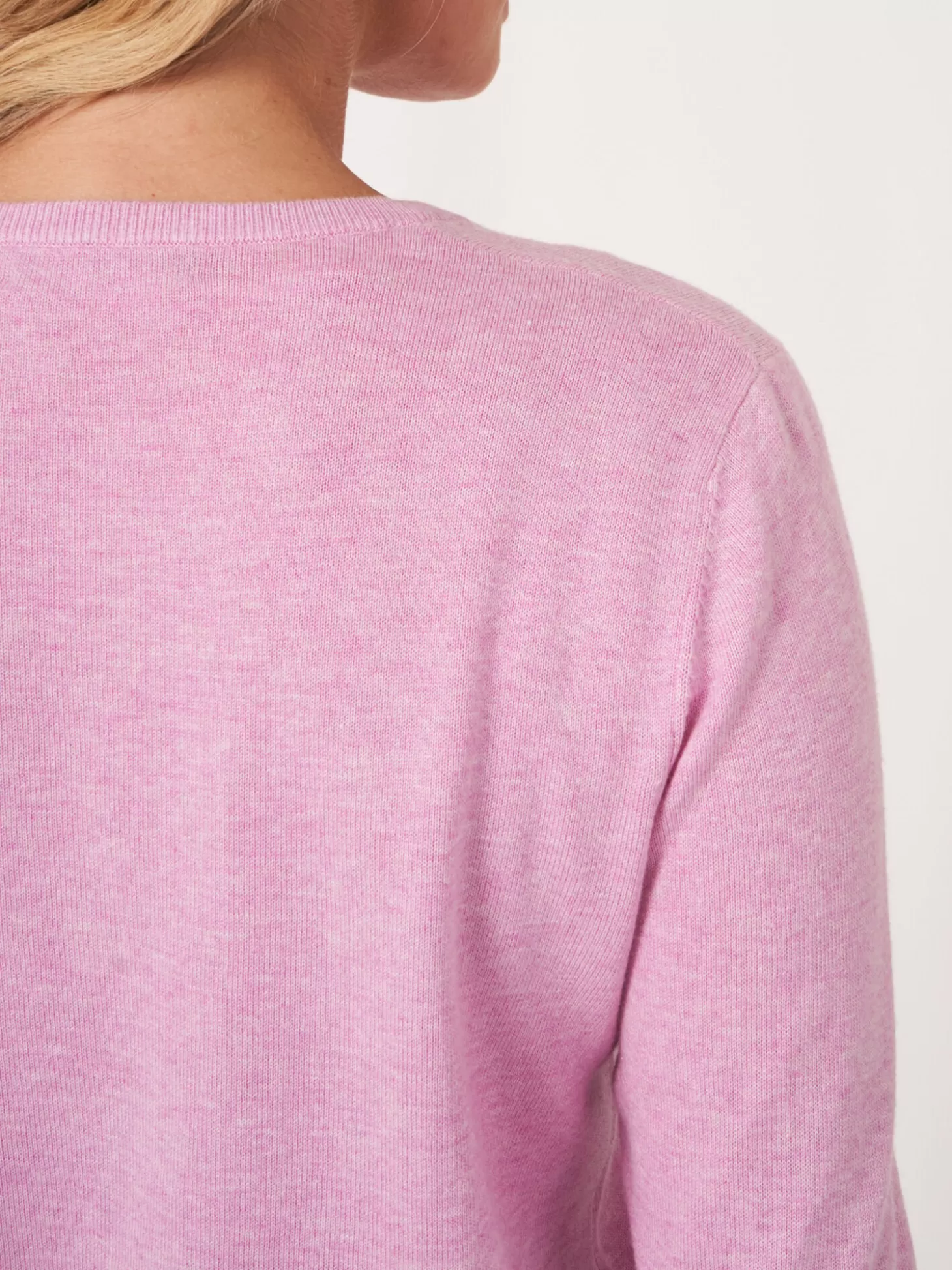 REPEAT cashmere Cardigan Court A Col Ras Du Cou En Coton Biologique Orchid Discount