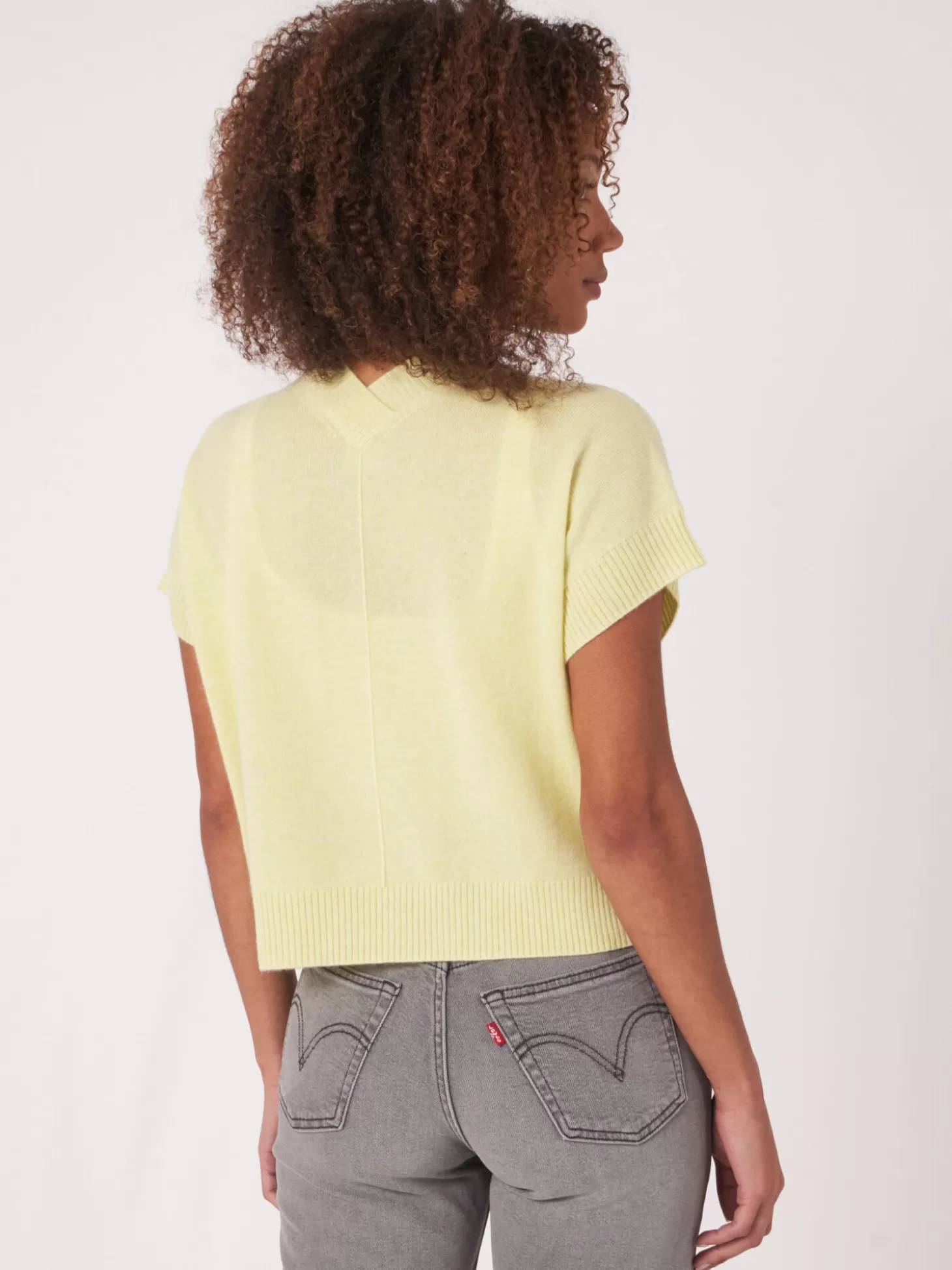 REPEAT cashmere Cardigan Court Et Ouvert A Col V Sur Le Dos Soda Cheap