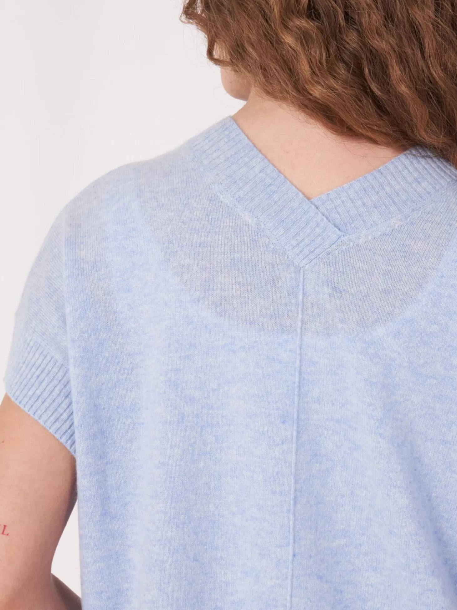 REPEAT cashmere Cardigan Court Et Ouvert A Col V Sur Le Dos Sky Clearance