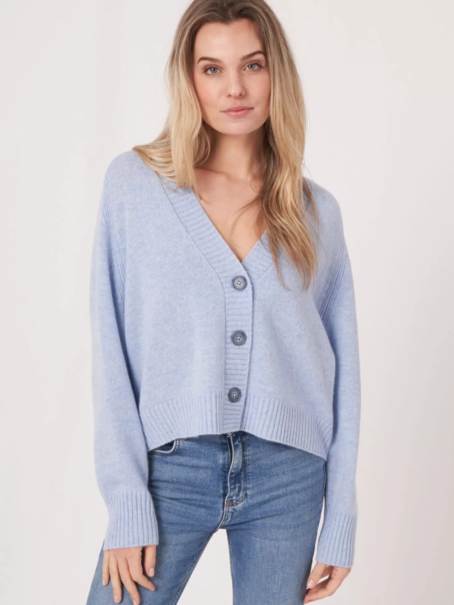 REPEAT cashmere Cardigan En Cachemire A Manches Raglan Sky Outlet