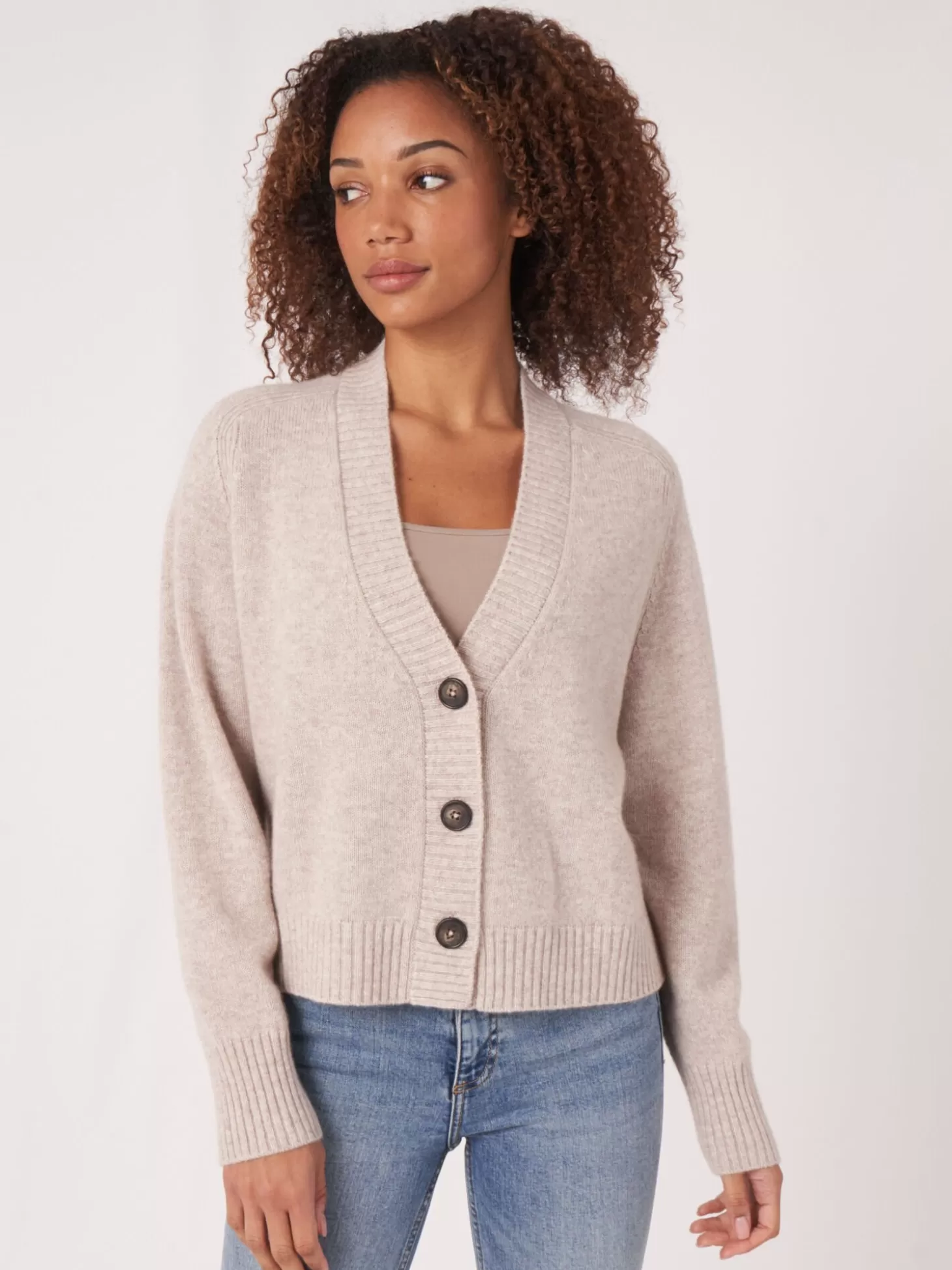 REPEAT cashmere Cardigan En Cachemire A Manches Raglan Beige Hot