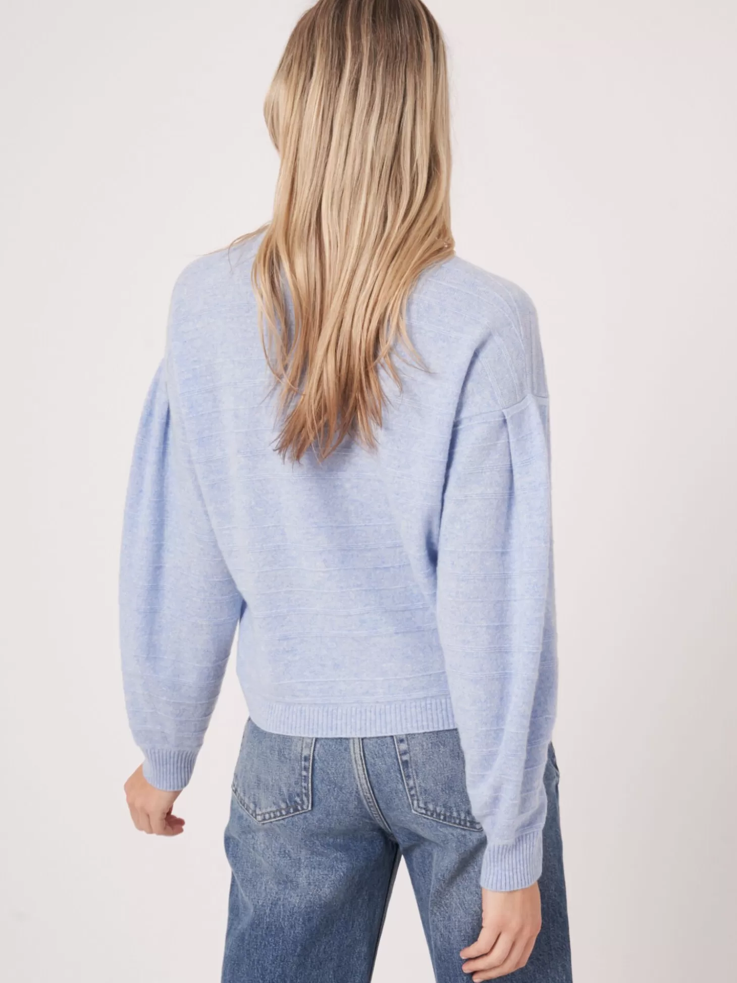 REPEAT cashmere Cardigan En Cachemire Biologique A Rayures Tricotees Sky Hot