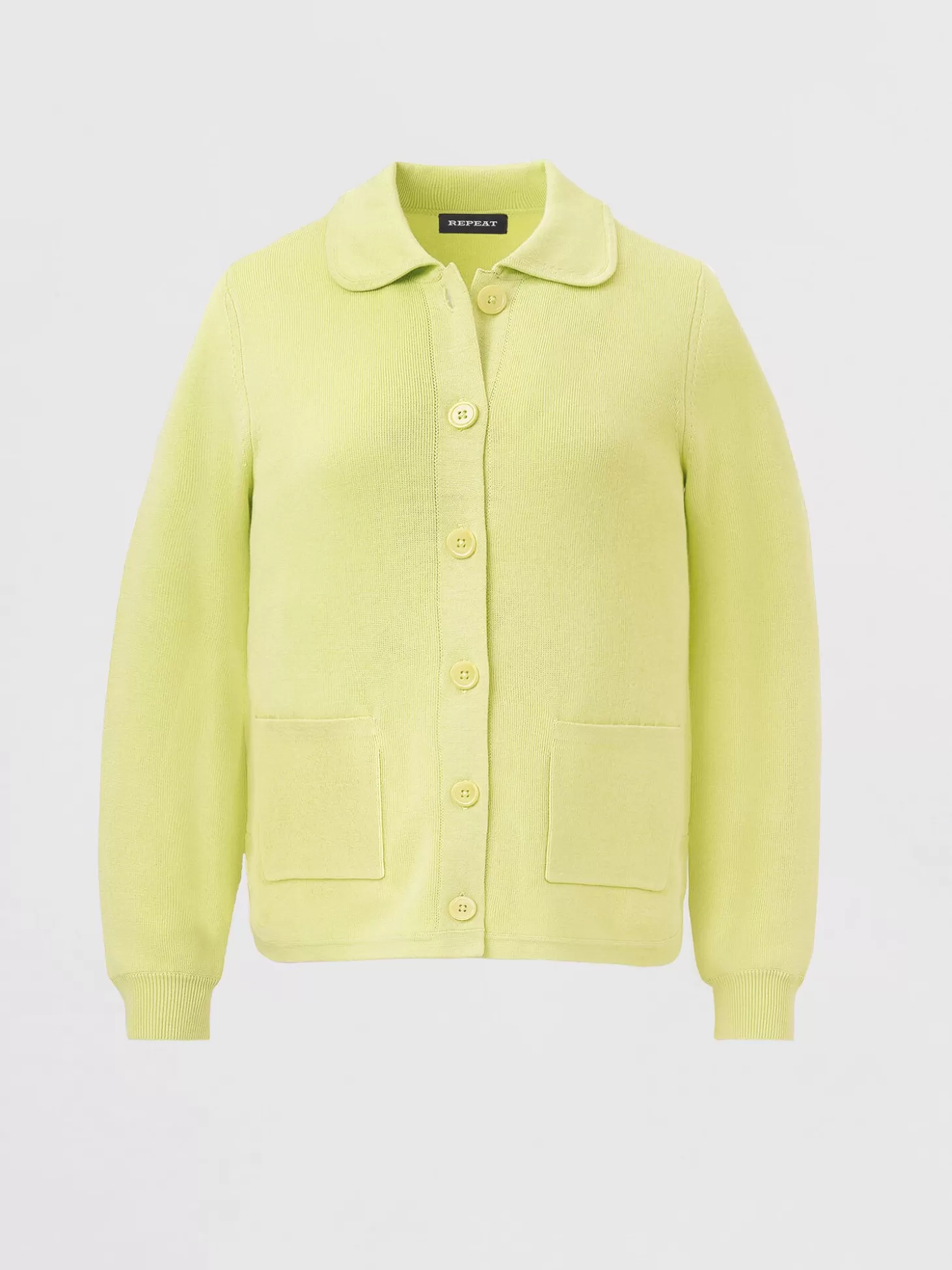 REPEAT cashmere Cardigan En Double Maille Fine A Col Chemise Et Poches Soda Best Sale