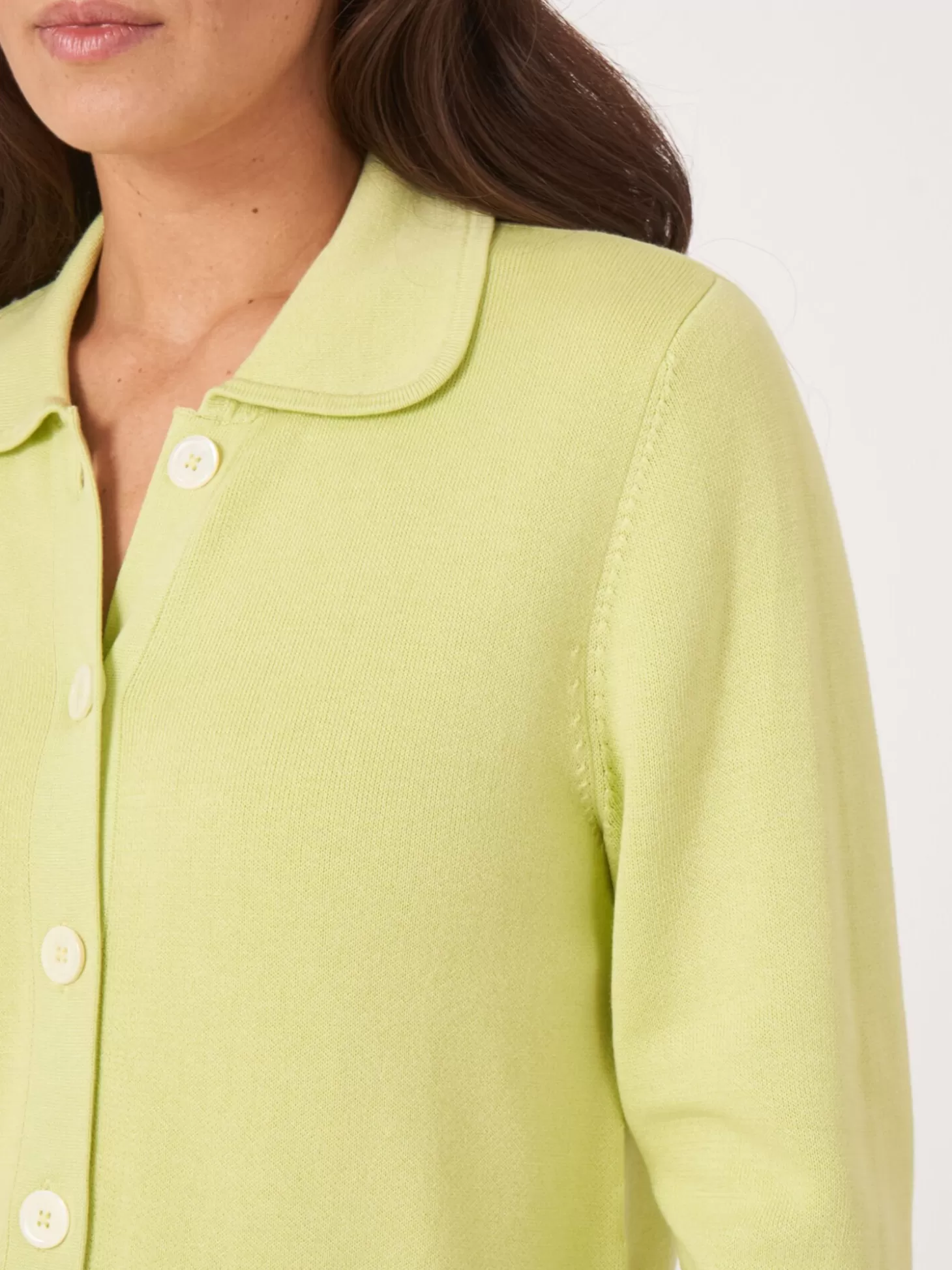 REPEAT cashmere Cardigan En Double Maille Fine A Col Chemise Et Poches Soda Best Sale