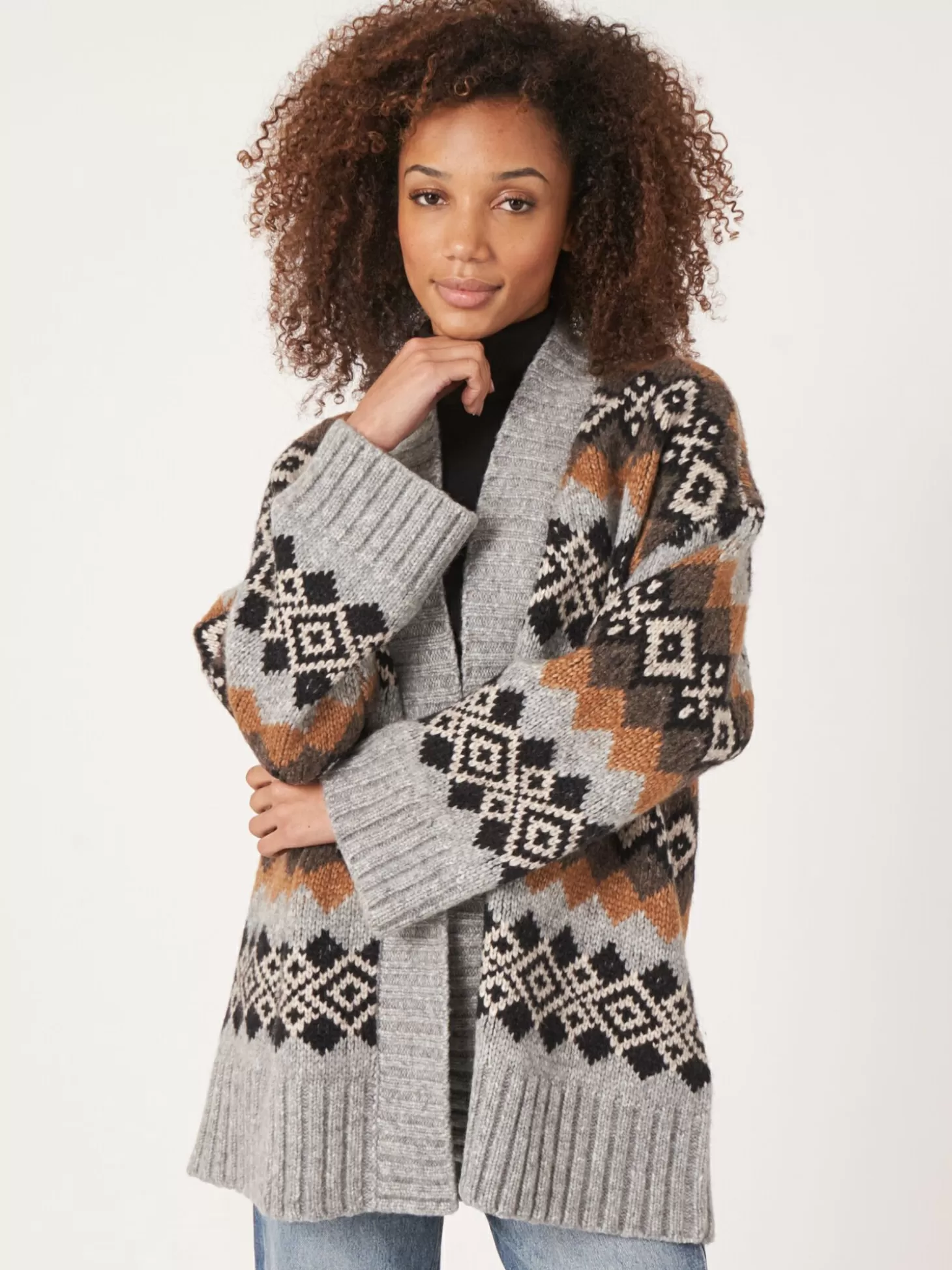 REPEAT cashmere Cardigan Intarsia En Fil Italien Lt. Grey Cheap