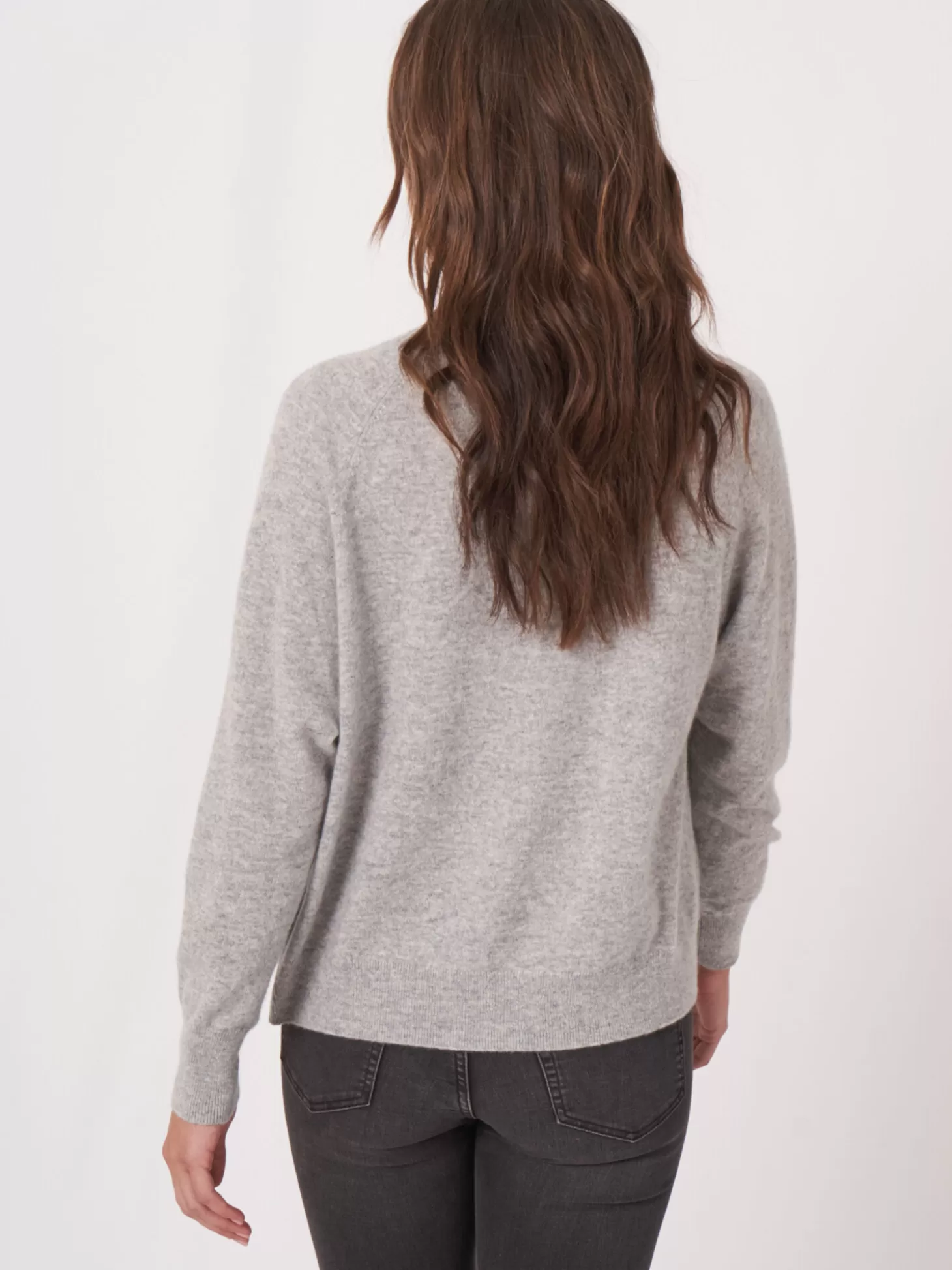 REPEAT cashmere Cardigan Ouvert A Poches En Cachemire Bio Silver Grey New