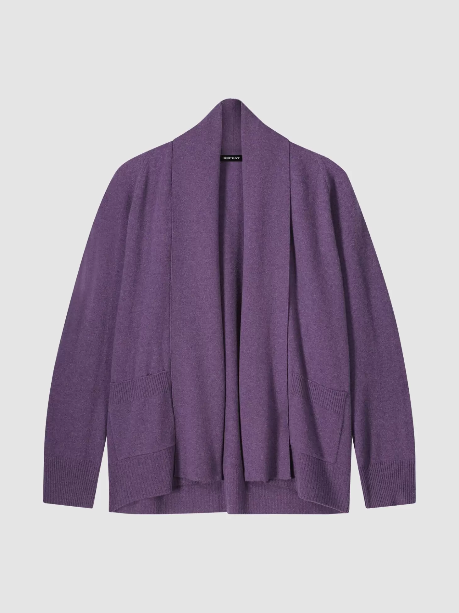 REPEAT cashmere Cardigan Ouvert En Cachemire A Col Chale Avec Poches Amethyst Cheap