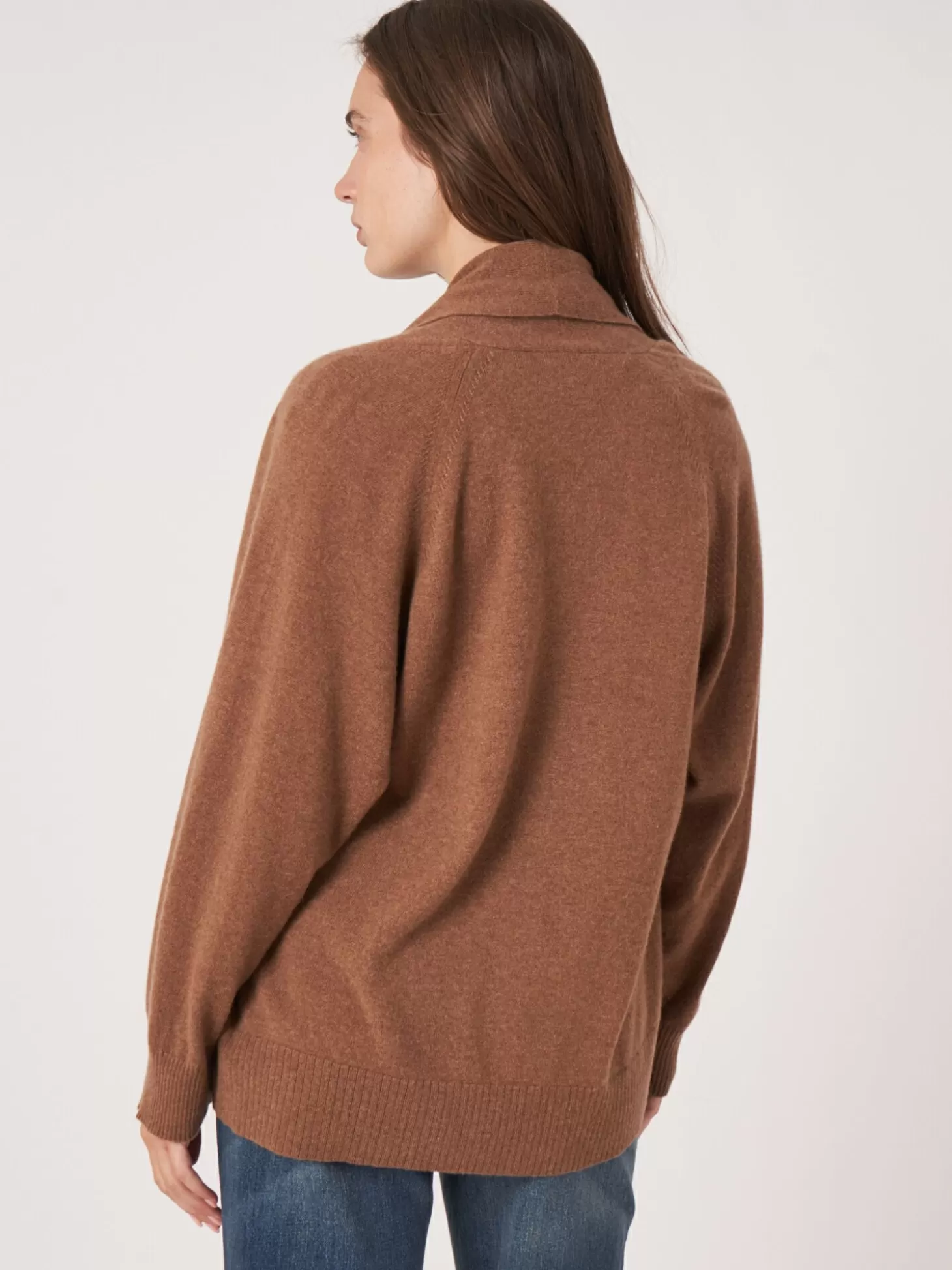 REPEAT cashmere Cardigan Ouvert En Cachemire A Col Chale Avec Poches Hazel Hot