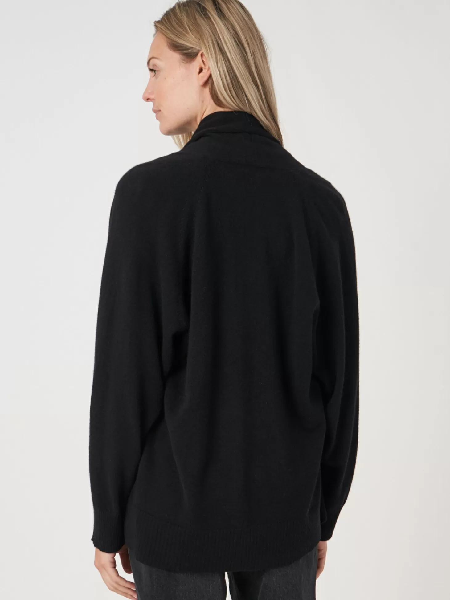 REPEAT cashmere Cardigan Ouvert En Cachemire A Col Chale Avec Poches Black Best