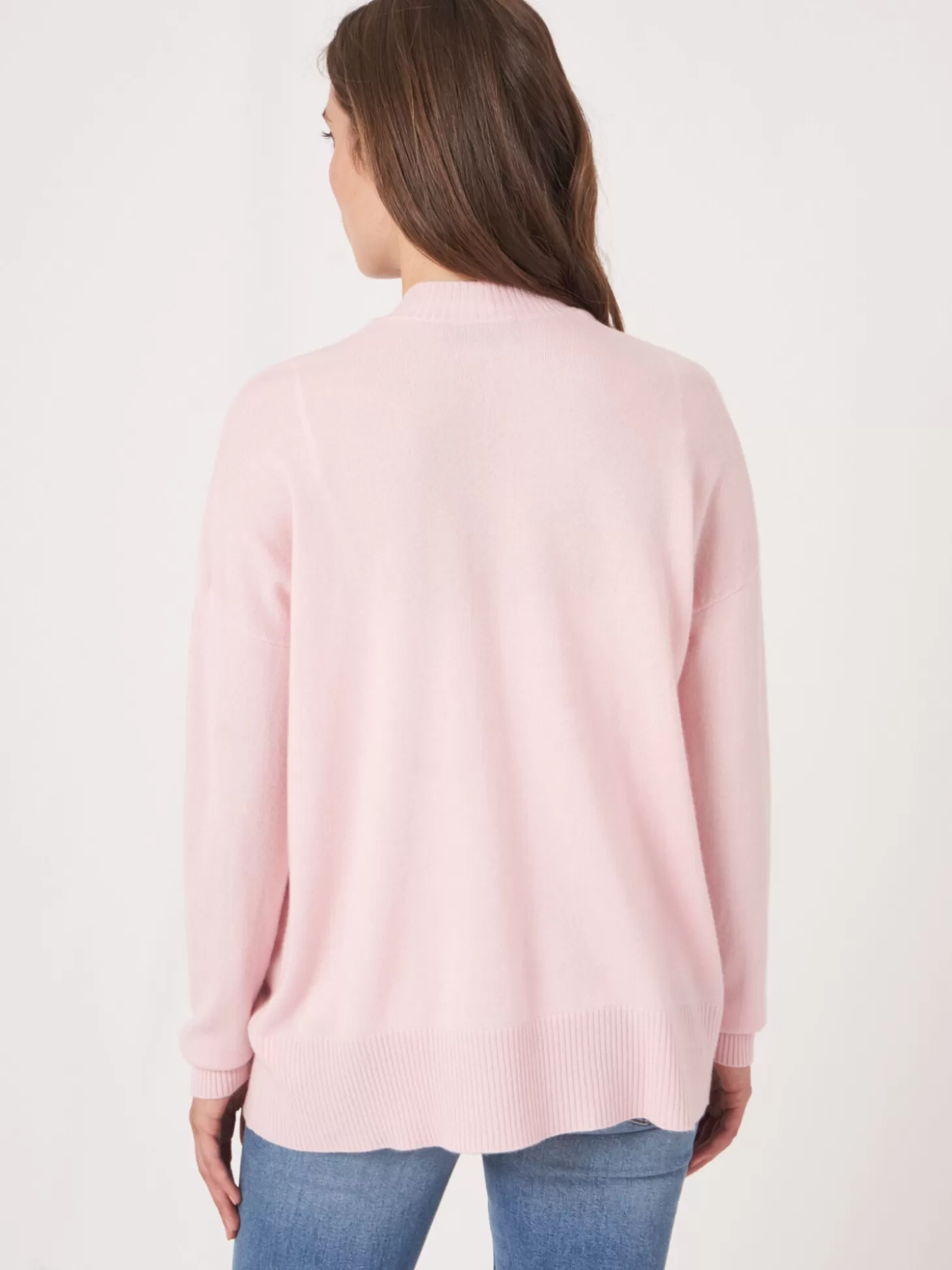 REPEAT cashmere Cardigan Ouvert En Cachemire Et Soie Melanges Avec Poches Sur Le Devant Rose Best Sale
