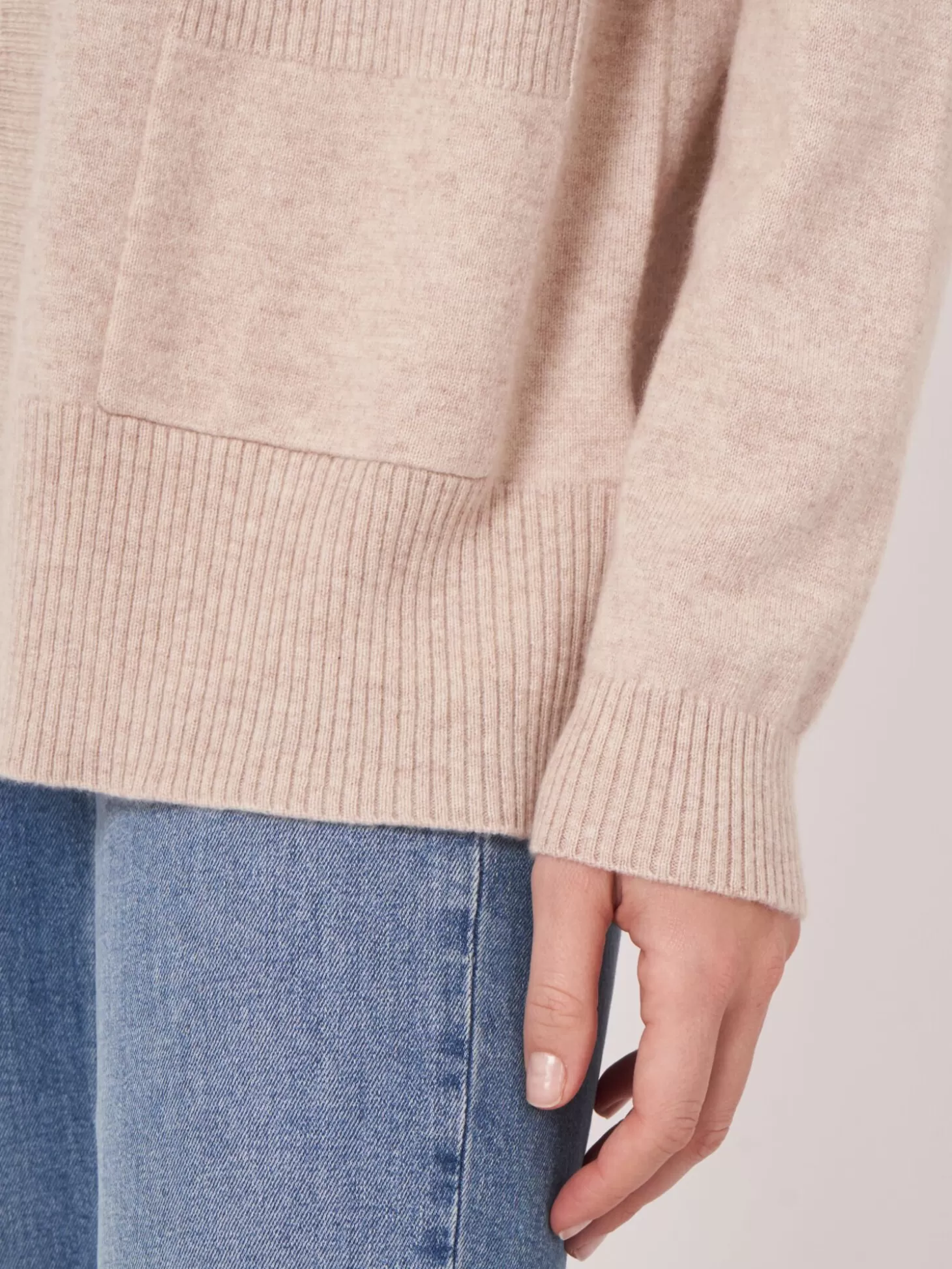 REPEAT cashmere Cardigan Ouvert En Cachemire Et Soie Melanges Avec Poches Sur Le Devant Beige Sale