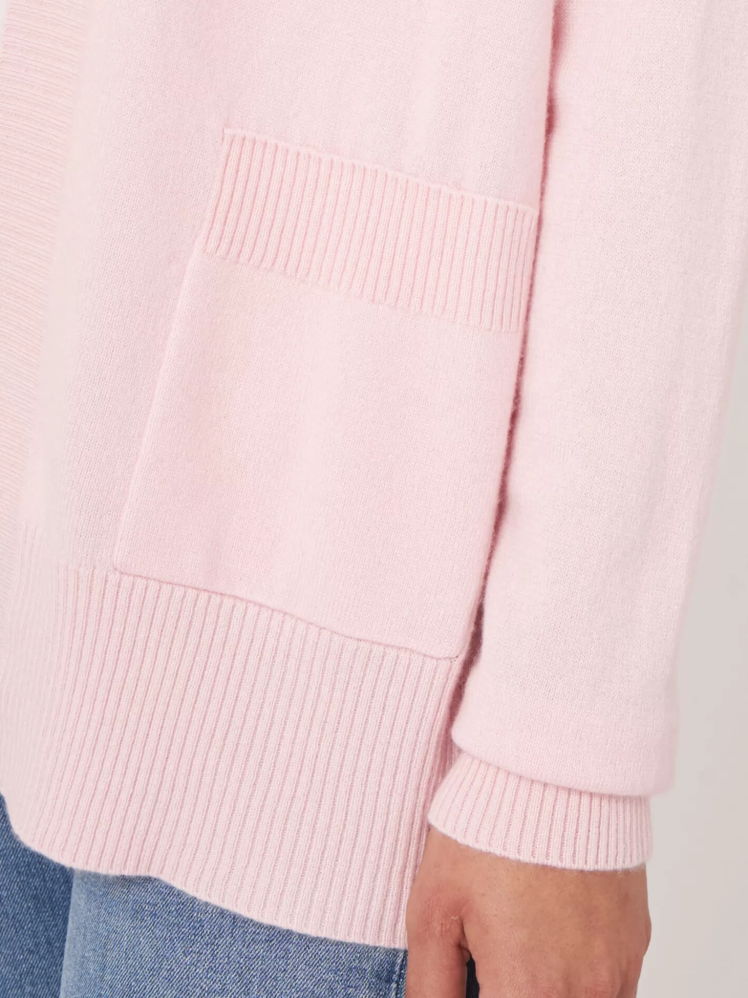 REPEAT cashmere Cardigan Ouvert En Cachemire Et Soie Melanges Avec Poches Sur Le Devant Rose Best Sale