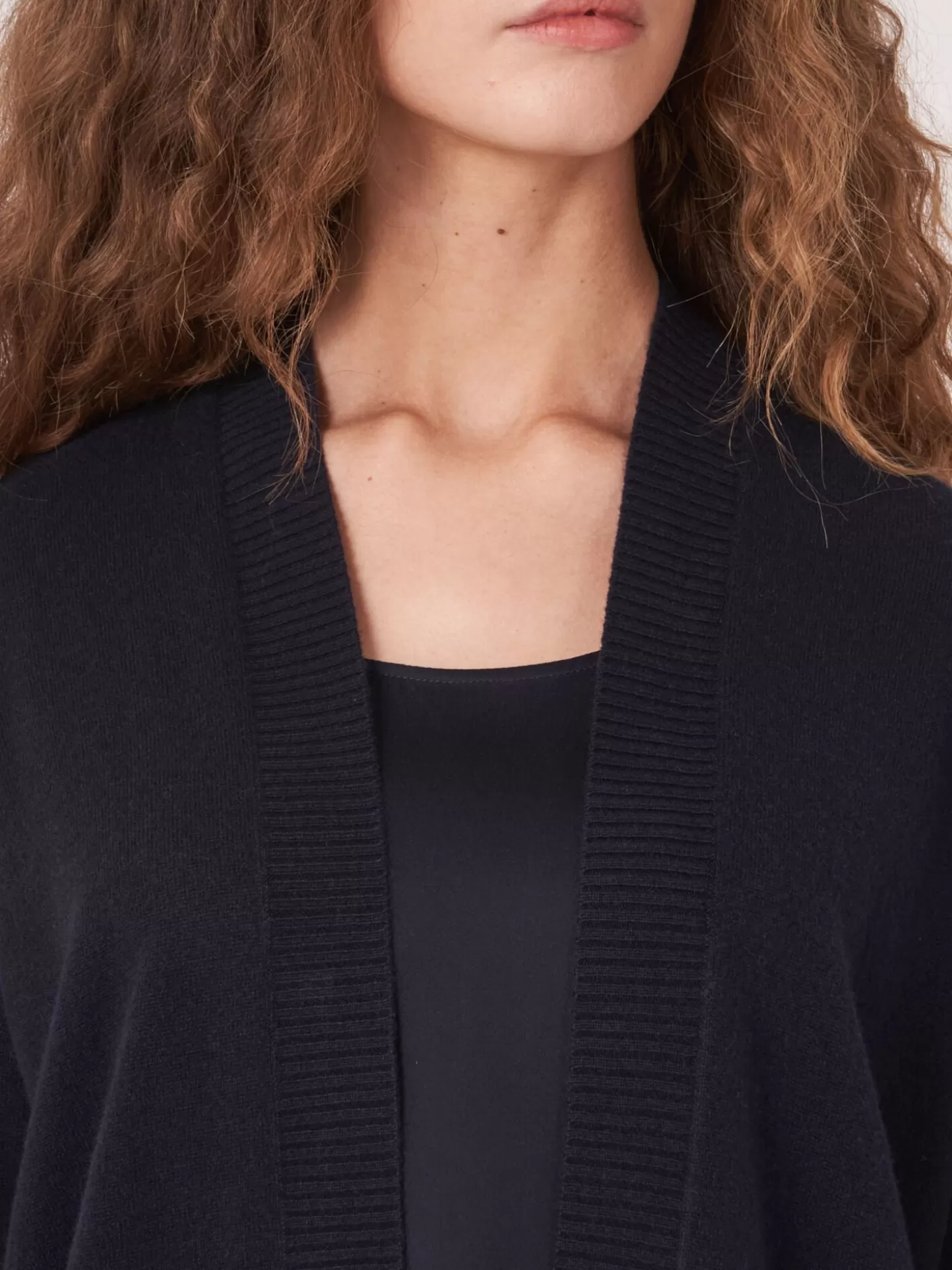 REPEAT cashmere Cardigan Ouvert En Cachemire Et Soie Melanges Avec Poches Sur Le Devant Navy Cheap