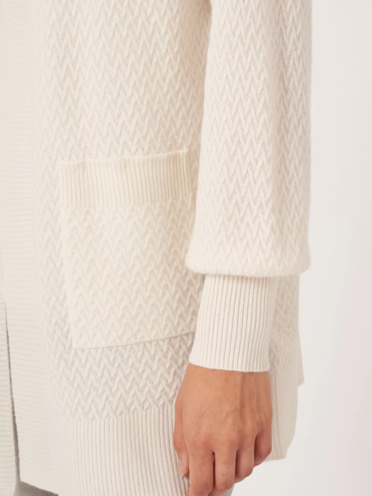 REPEAT cashmere Cardigan Ouvert En Maille Fine Torsadee En Cachemire Biologique Cream Store