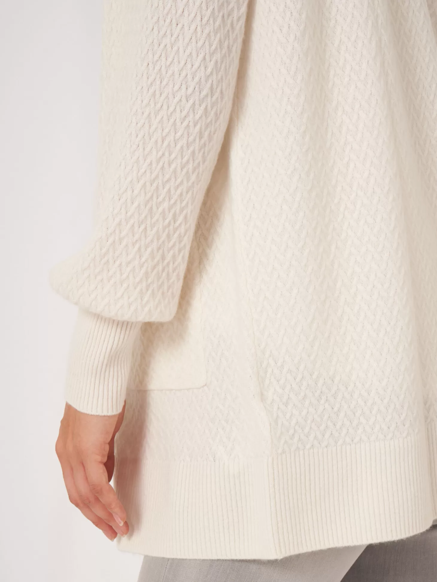 REPEAT cashmere Cardigan Ouvert En Maille Fine Torsadee En Cachemire Biologique Cream Store