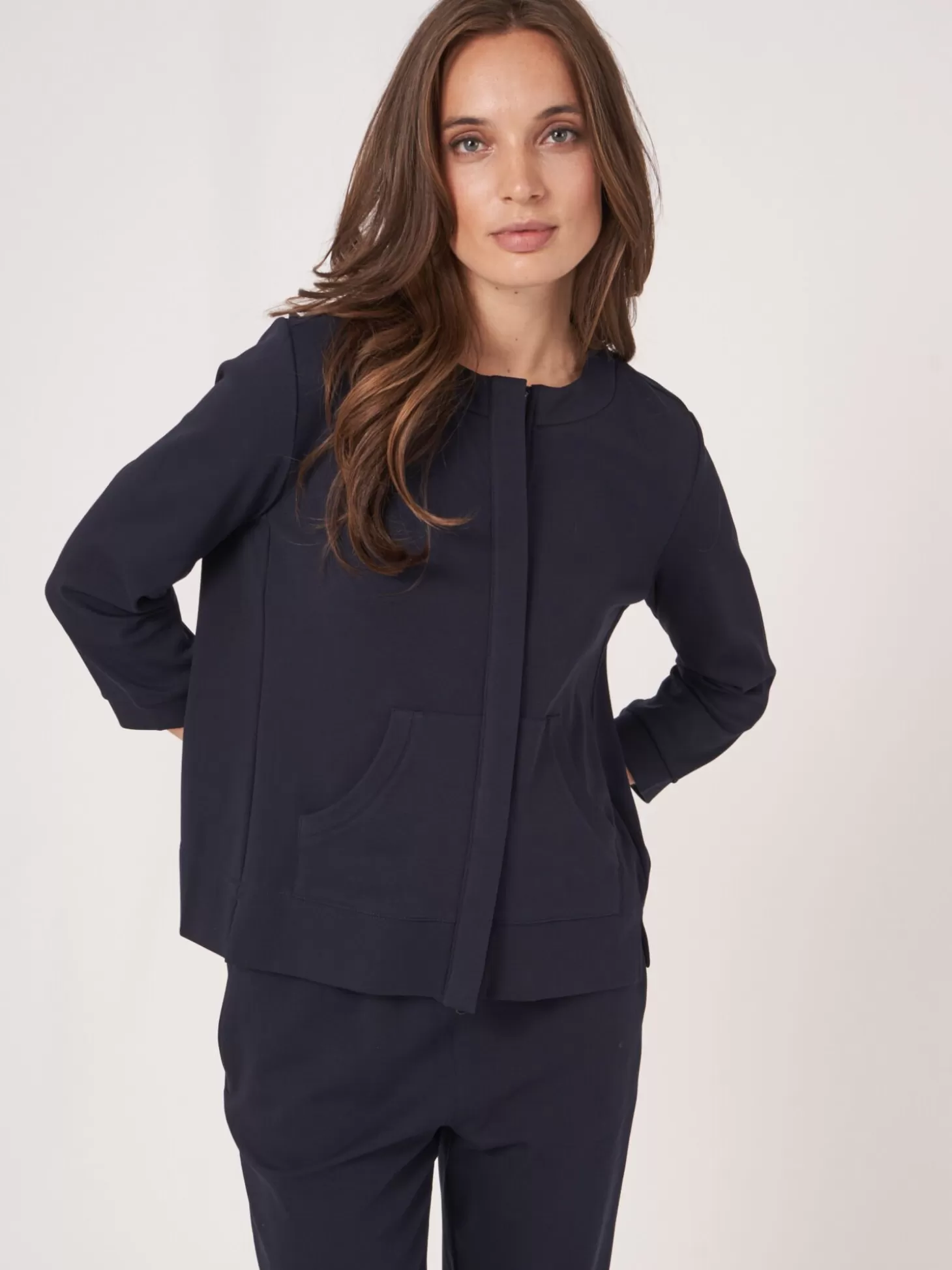 REPEAT cashmere Cardigan Sweat Avec Patte De Boutonnage Cache Navy Best Sale