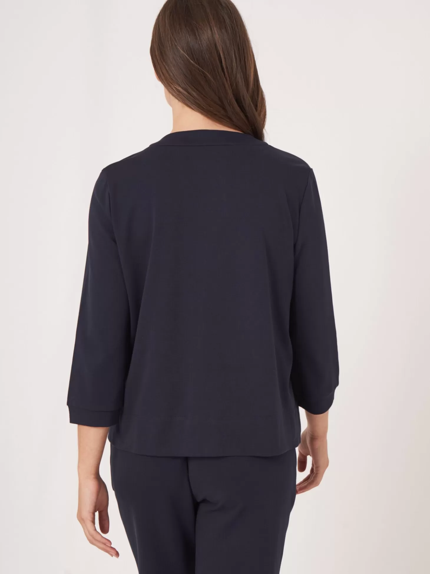 REPEAT cashmere Cardigan Sweat Avec Patte De Boutonnage Cache Navy Best Sale