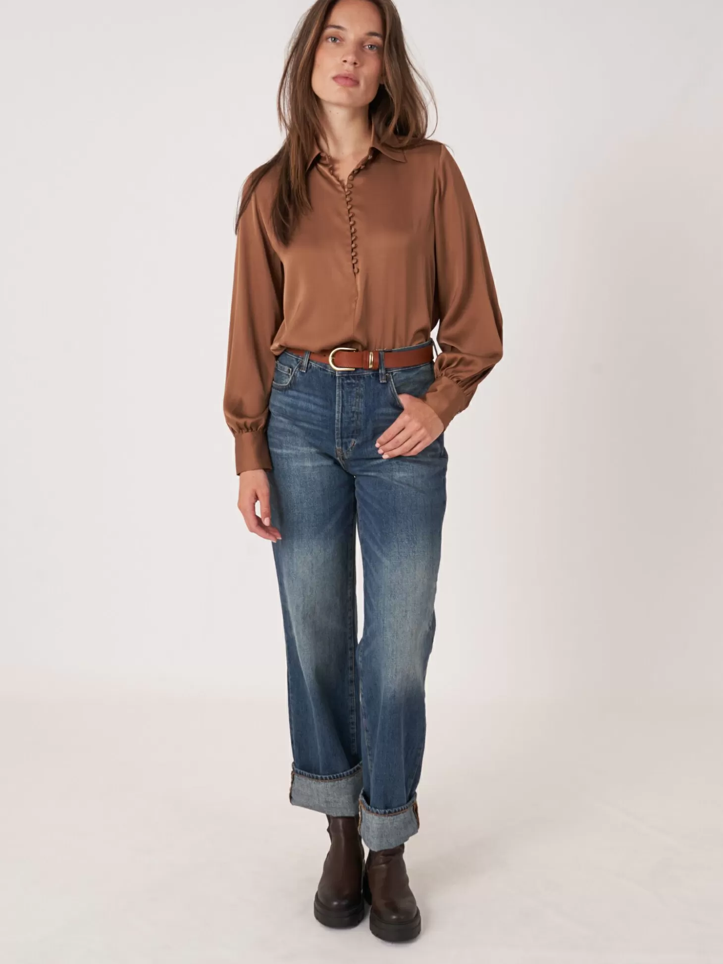 REPEAT cashmere Chemise En Soie Avec Fermeture A Boutons Recouverts De Tissus Hazel Cheap