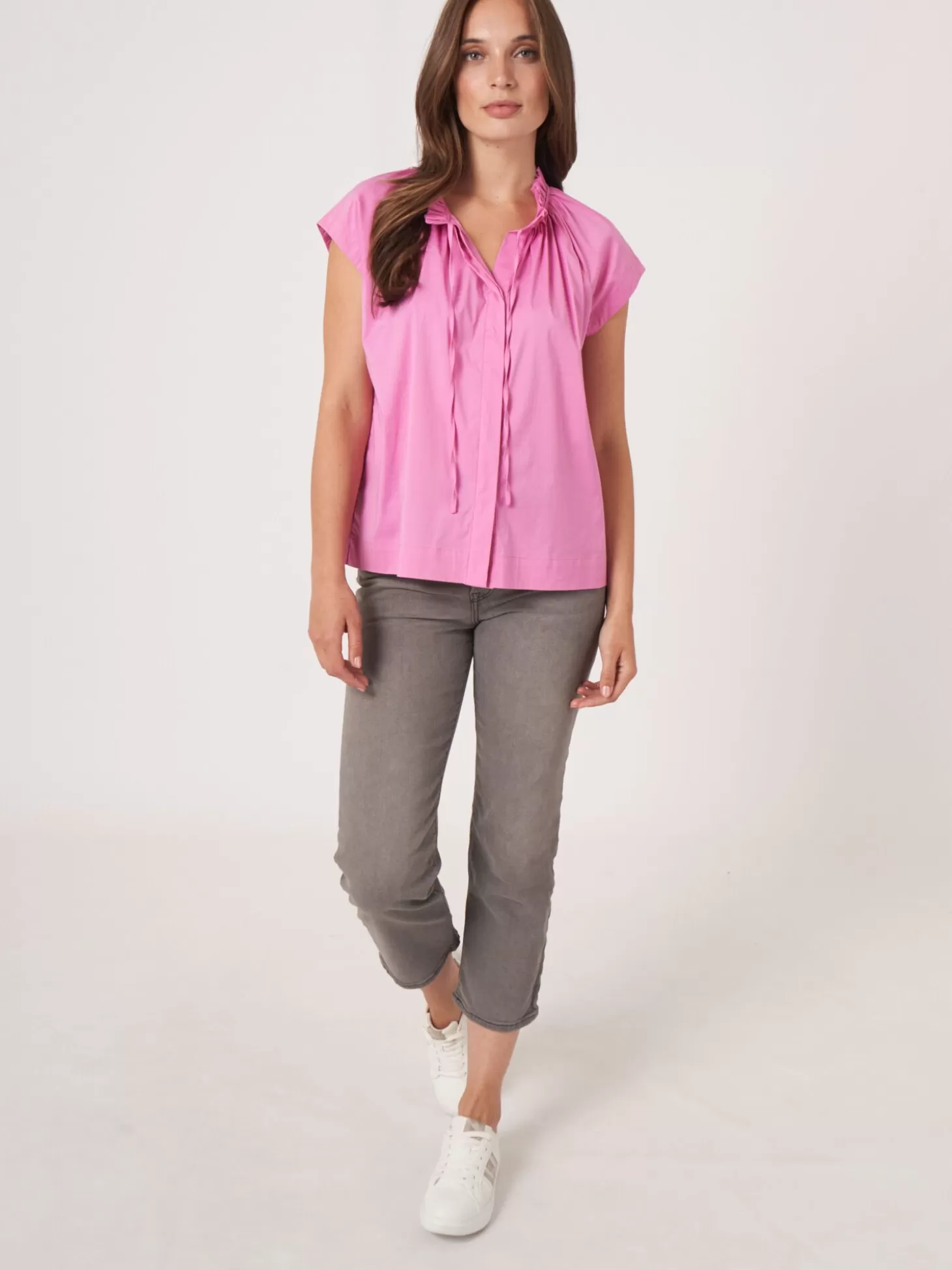 REPEAT cashmere Chemisier A Encolure Froncee Avec Cordon De Serrage Blossom Online
