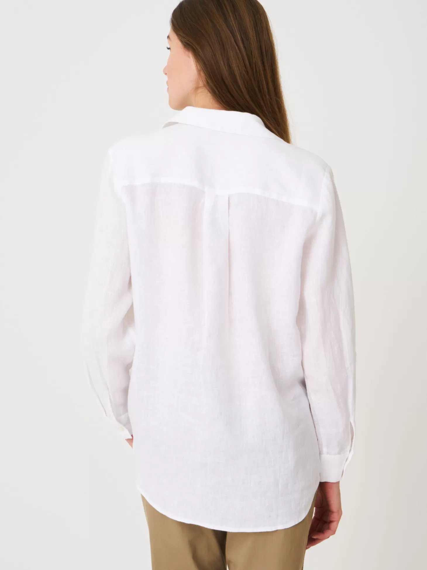 REPEAT cashmere Chemisier Basique En Pur Lin Avec Poches De Poitrine White Fashion